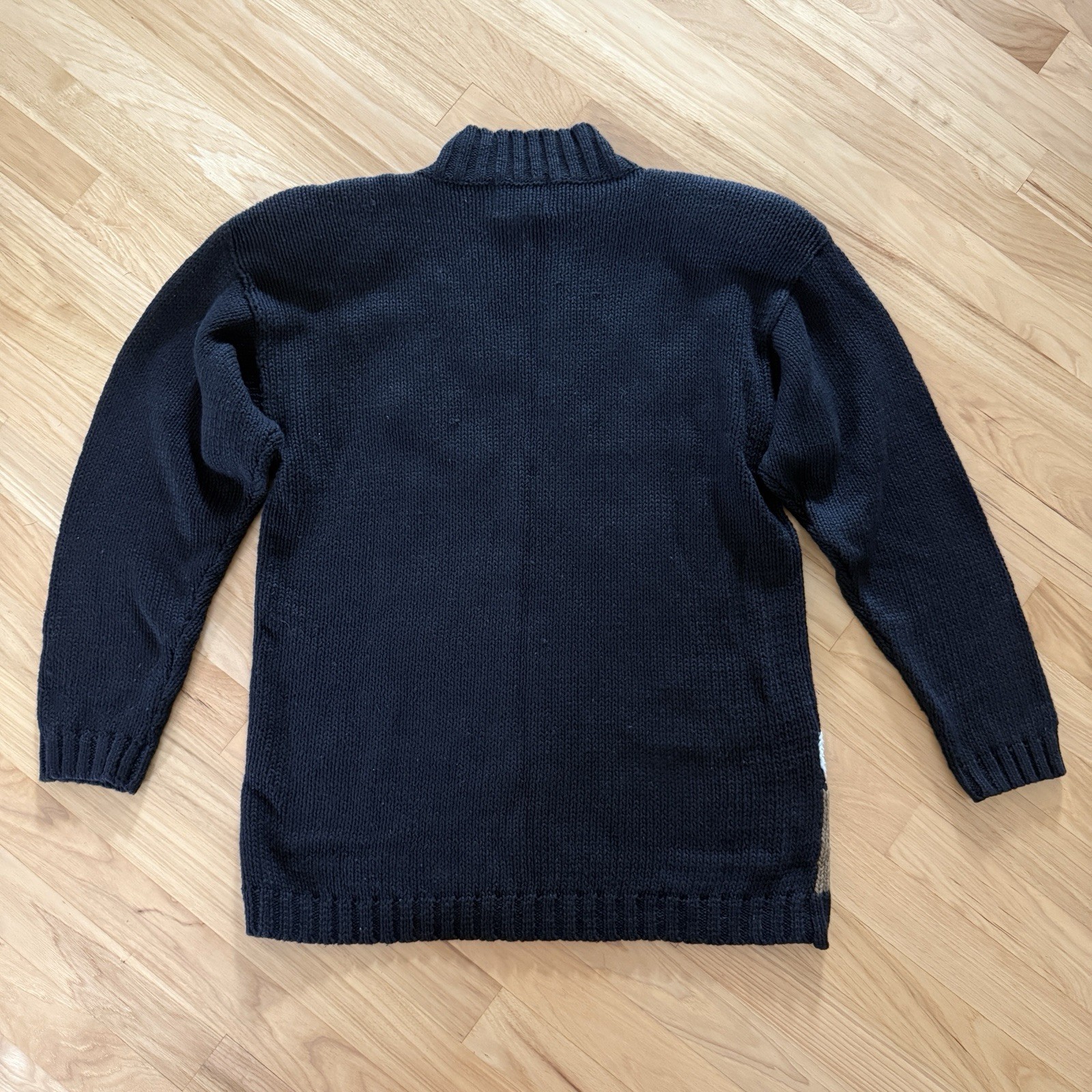 Stitches In Time Black Chunky Knit Embroidered Fall Harvest Sweater Women’s S
