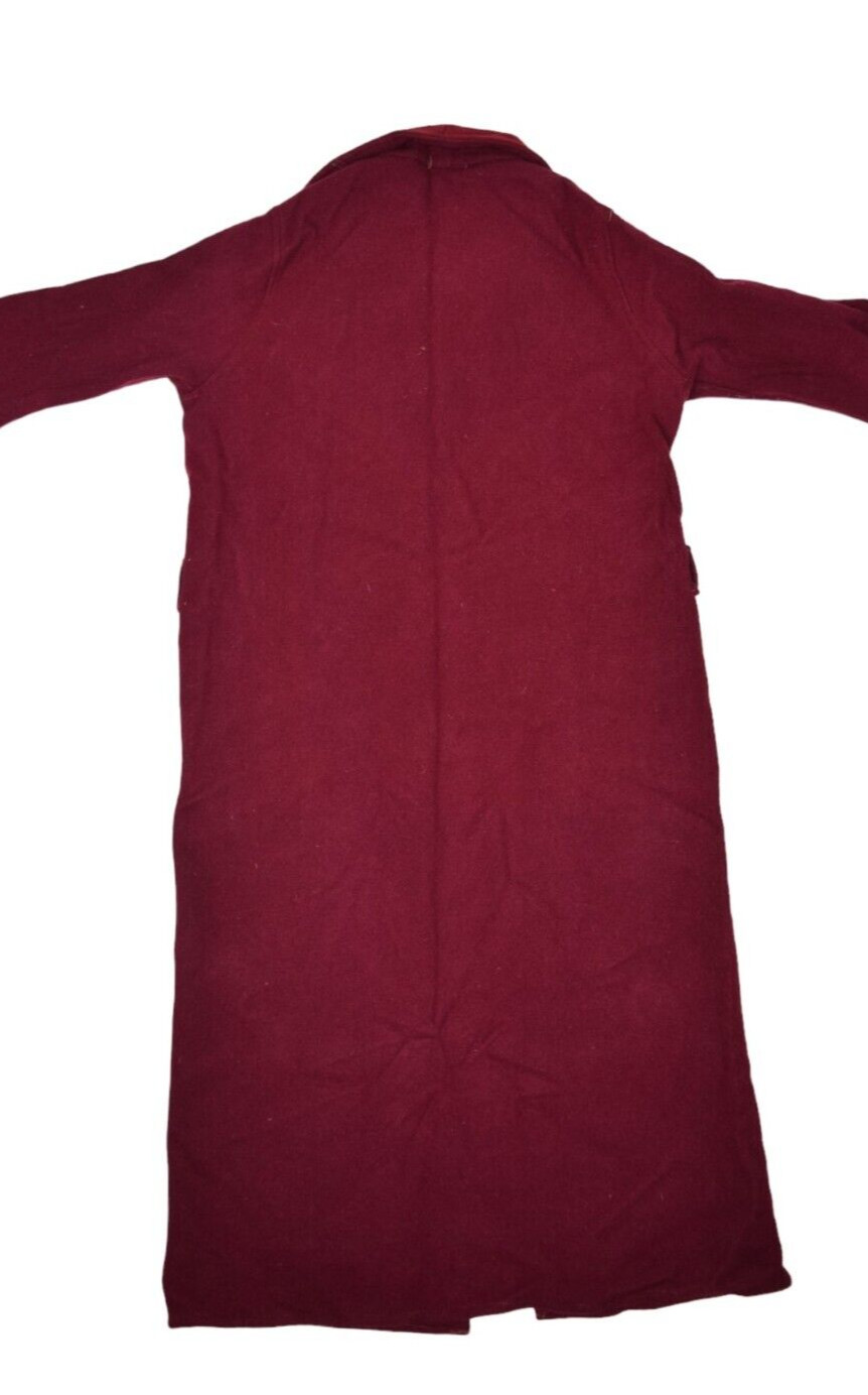 Vintage Robe Womens Small Red Wool Trench Long Button Lounge 70s Smoker