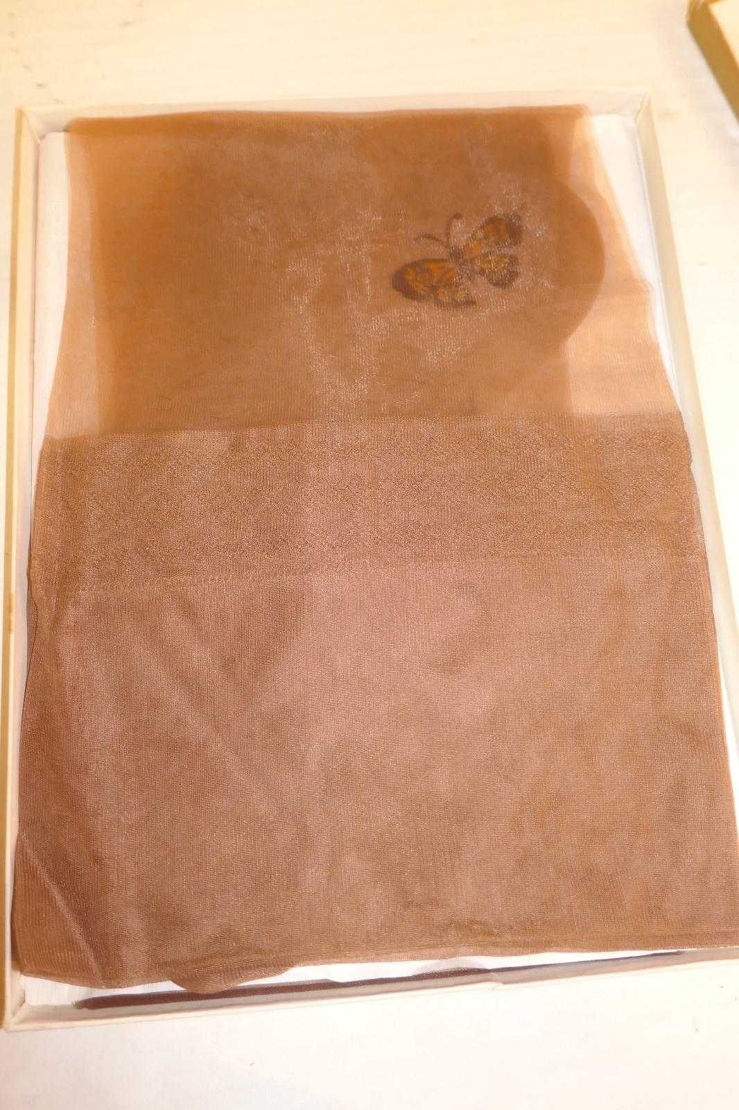 2 Pair Vintage Screen Print Nylon Stockings-Butterfly Print-Penneys Gaymode