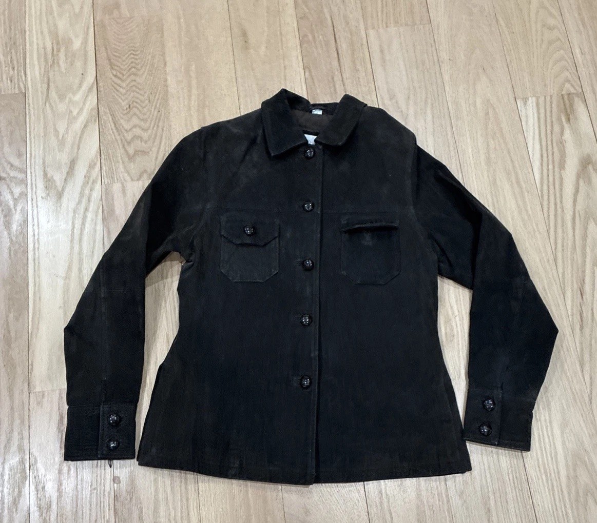 XOXO 90s Vintage Suede Jacket Women M Brown Button Front Lined Retro Grunge Wear