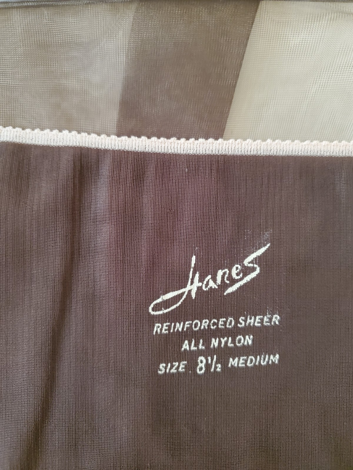 1 Pair Vintage Hanes Thigh High Nylon Stockings 8 1/2 M Black Coffee, NOS In Box