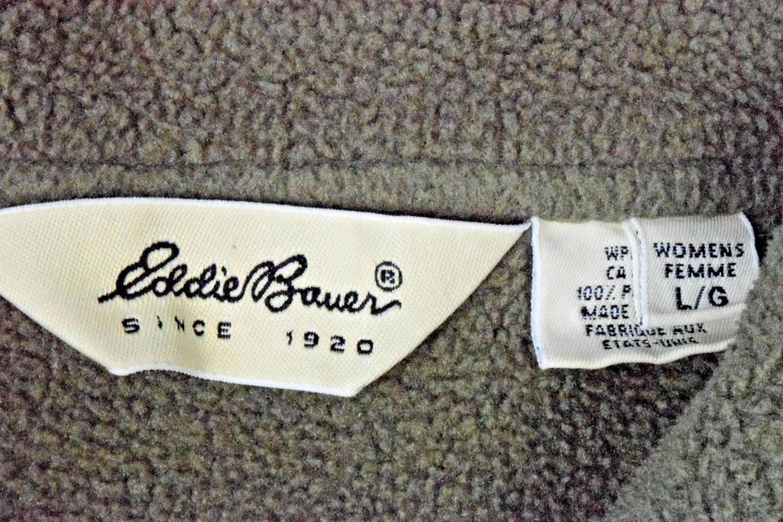 Vintage Fleece Jacket Eddie Bauer Size L 90s Sage Green All Season Made USA