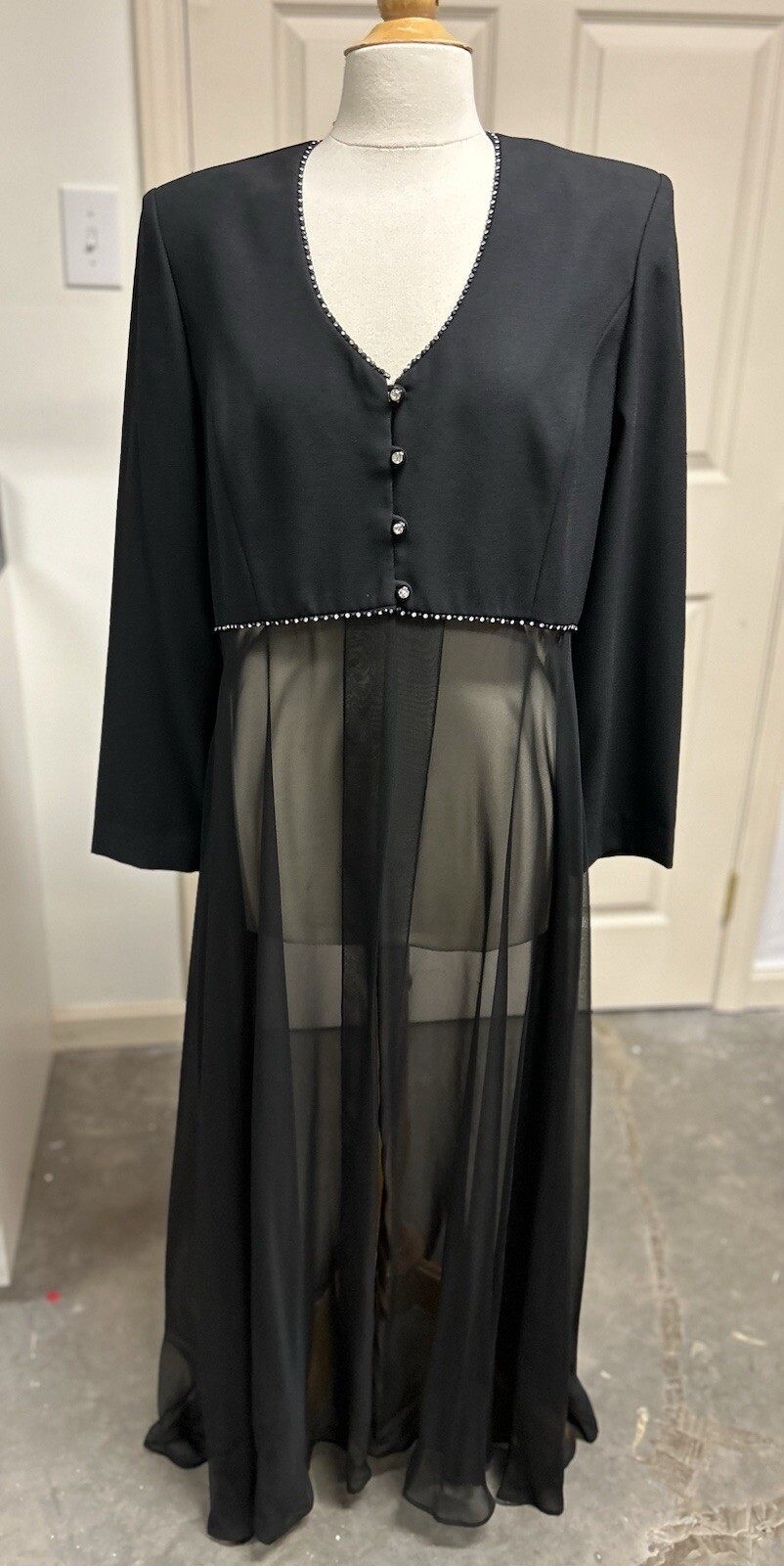 1990s Vintage Special Occasion 2-Piece Women’s Dress / Long Jacket Size 16