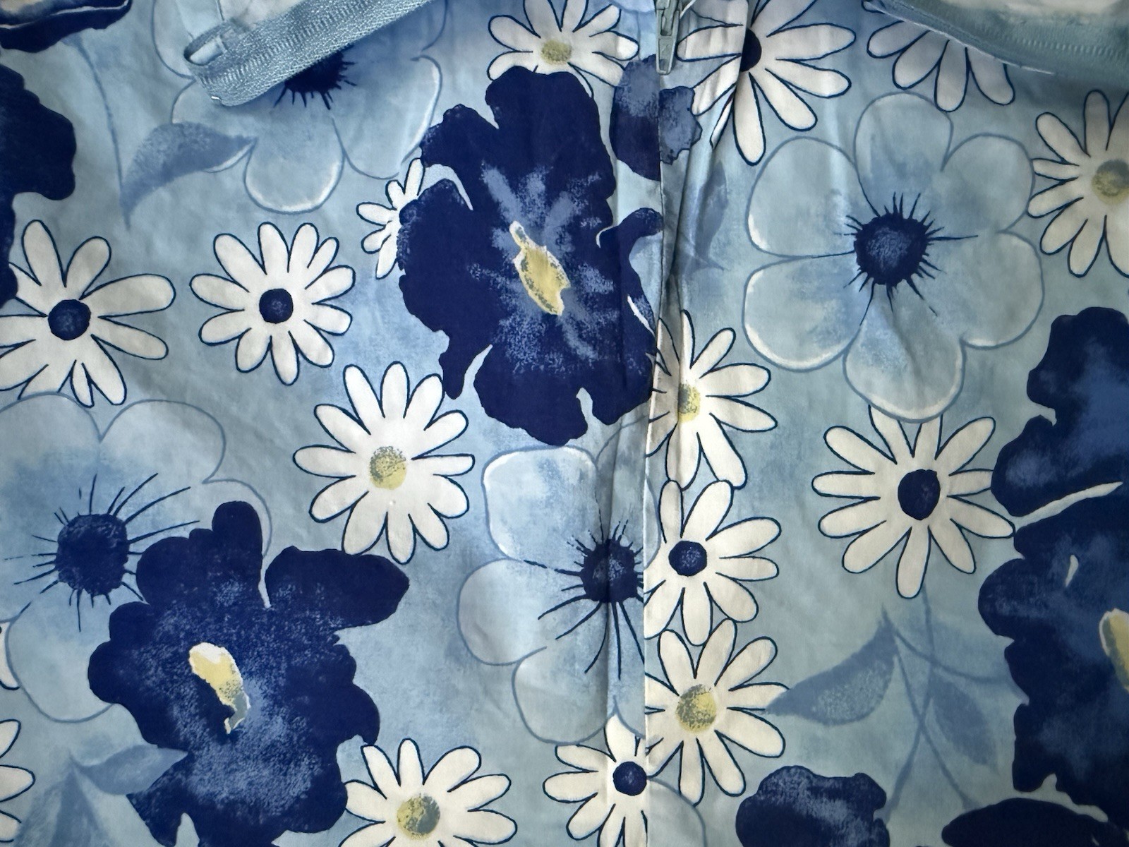 Vintage Tangents blue flower power mini skirt, size 13/14