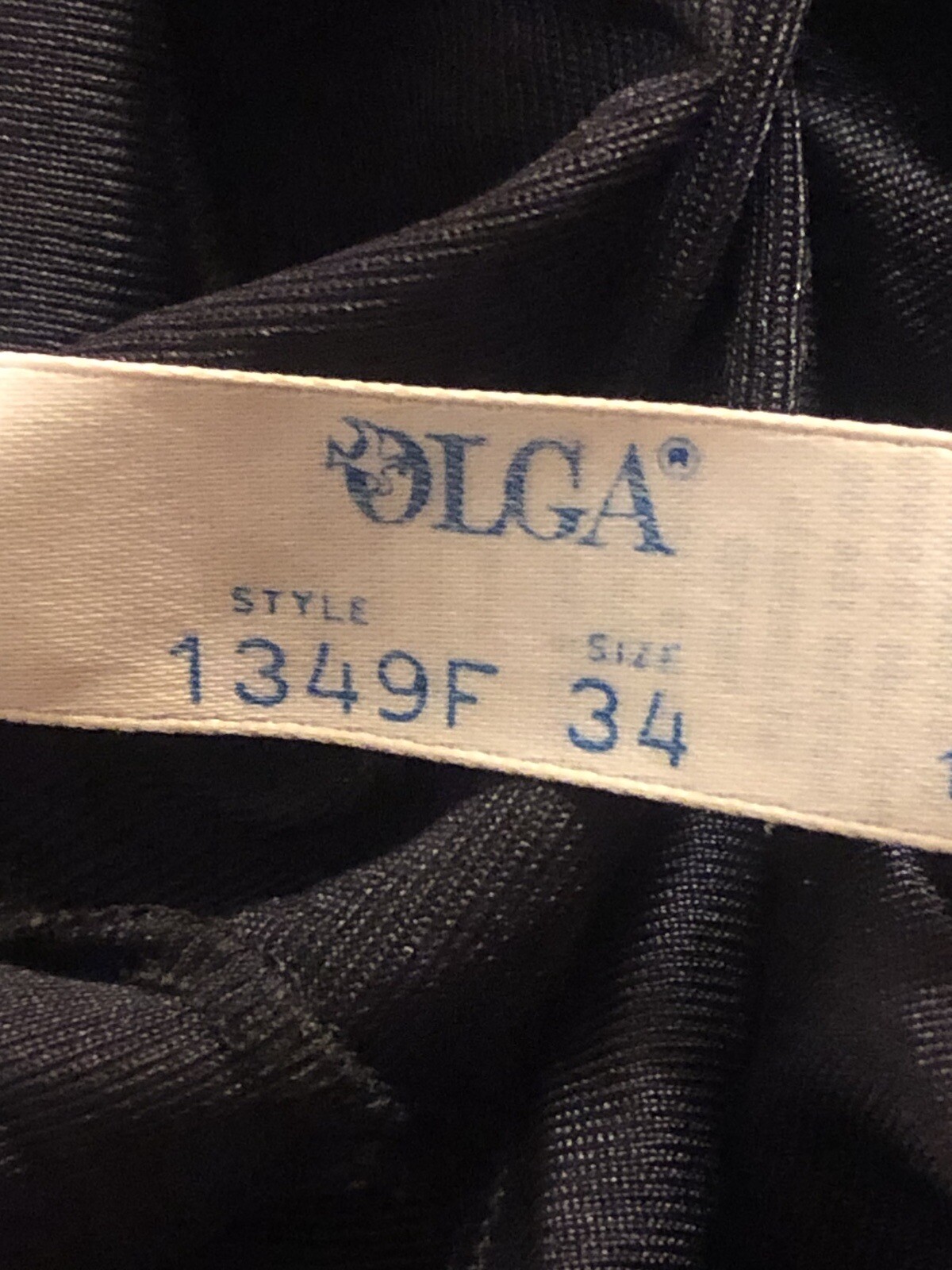 Olga 1349F Black Size 34 (29″) Full Slip Nightgown Lace Trim Bust Nylon Vintage