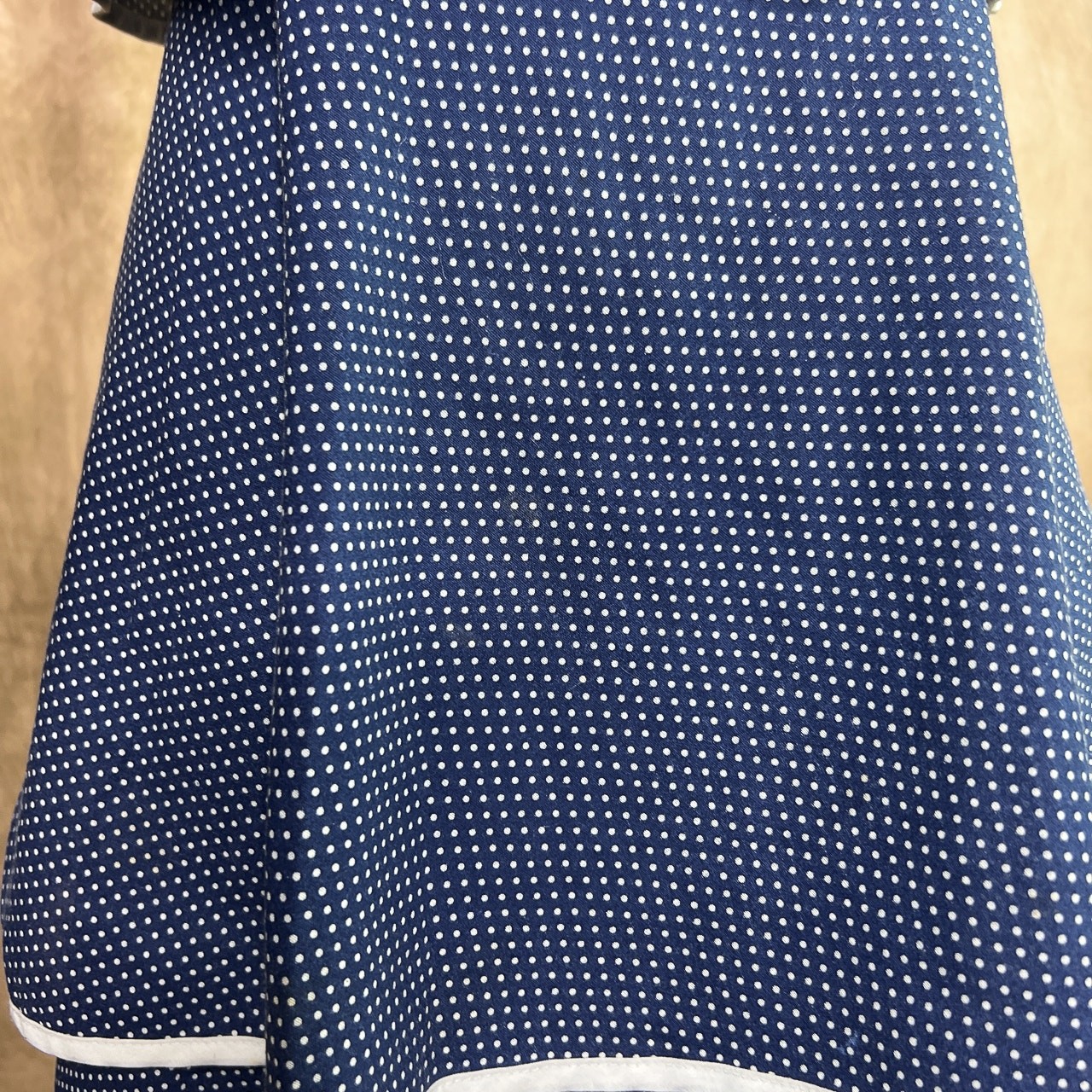 Vintage 70s Paper Moon by Yvette Tiered Layered Polka Dot Midi Dress Blue Beach