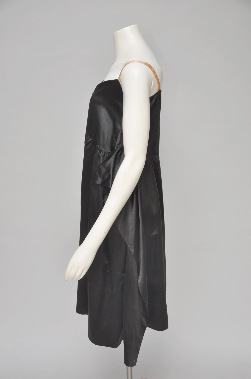 Antique VTG 1920s Black Silk Robe de Style Slip Dress Goth Unique XS/S