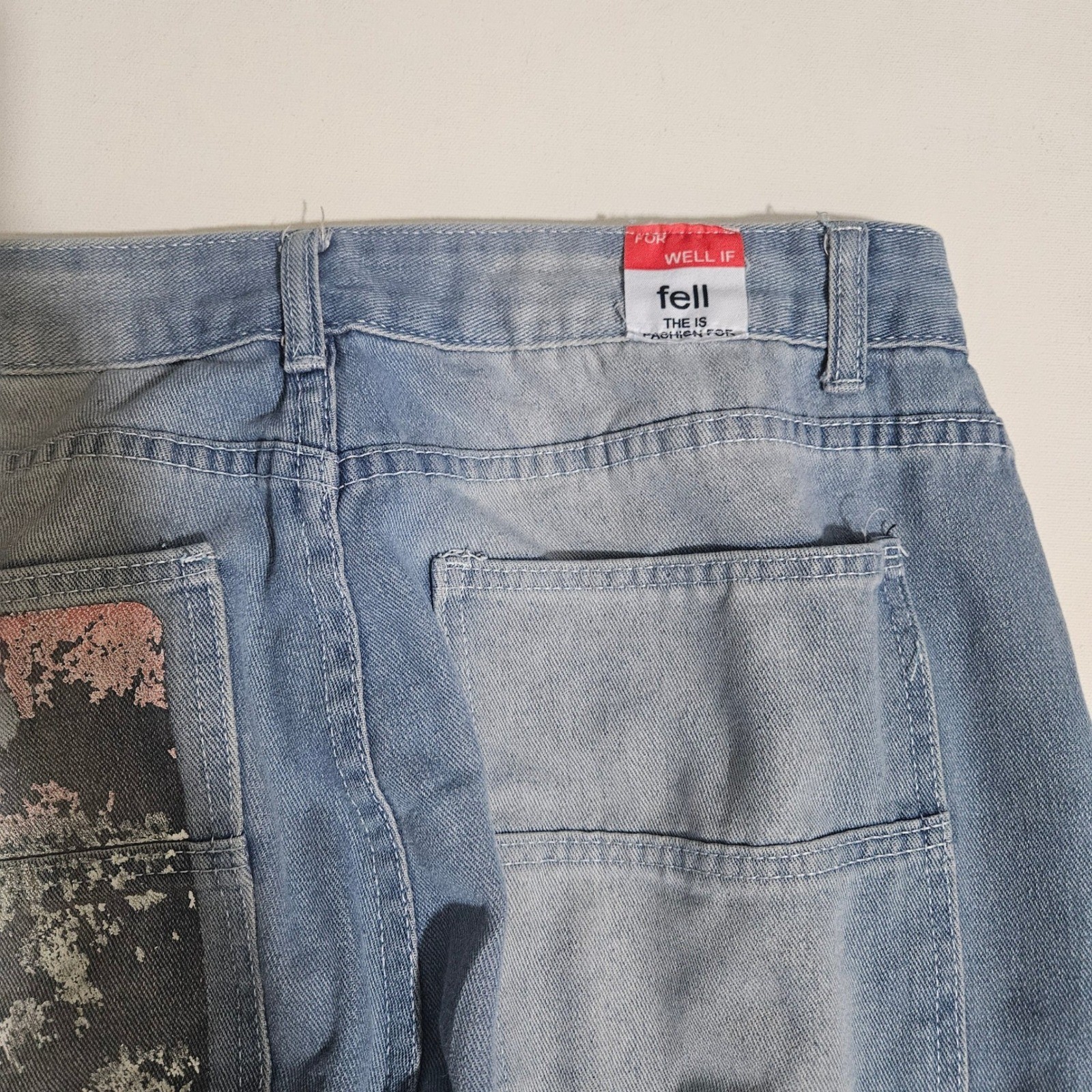 Vintage 90s JNCO Jeans Baggy Wide Leg Crown Graffiti Light Wash 31 Y2K Skater