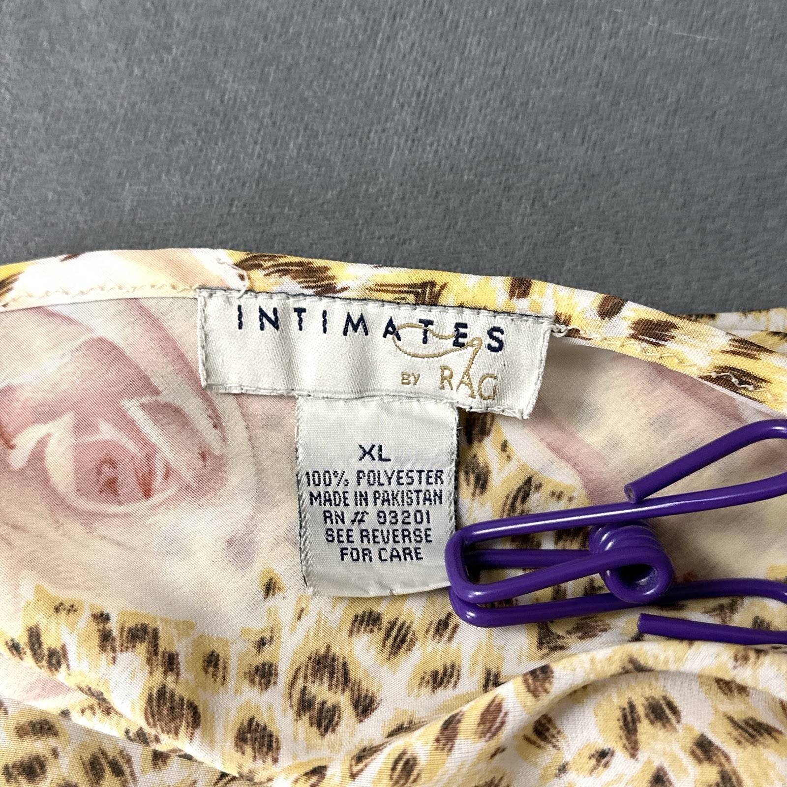 Vintage Intimates by Rag XL Floral Chemise Slip Dress Animal Print Ivory Lace