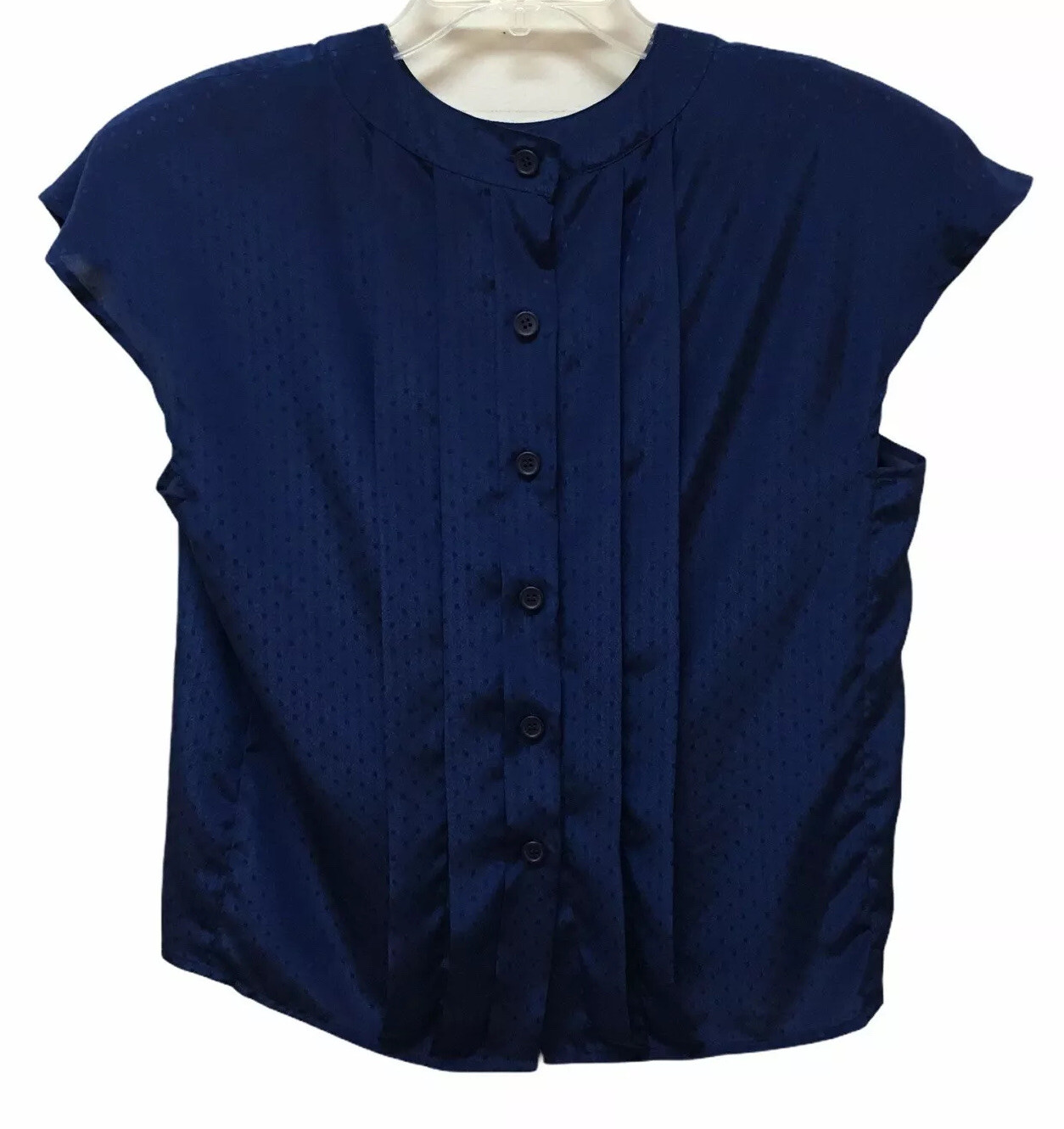 Vintage Halston III Button Back Big Shoulder Blouse Pleated Front Womens 10 Top