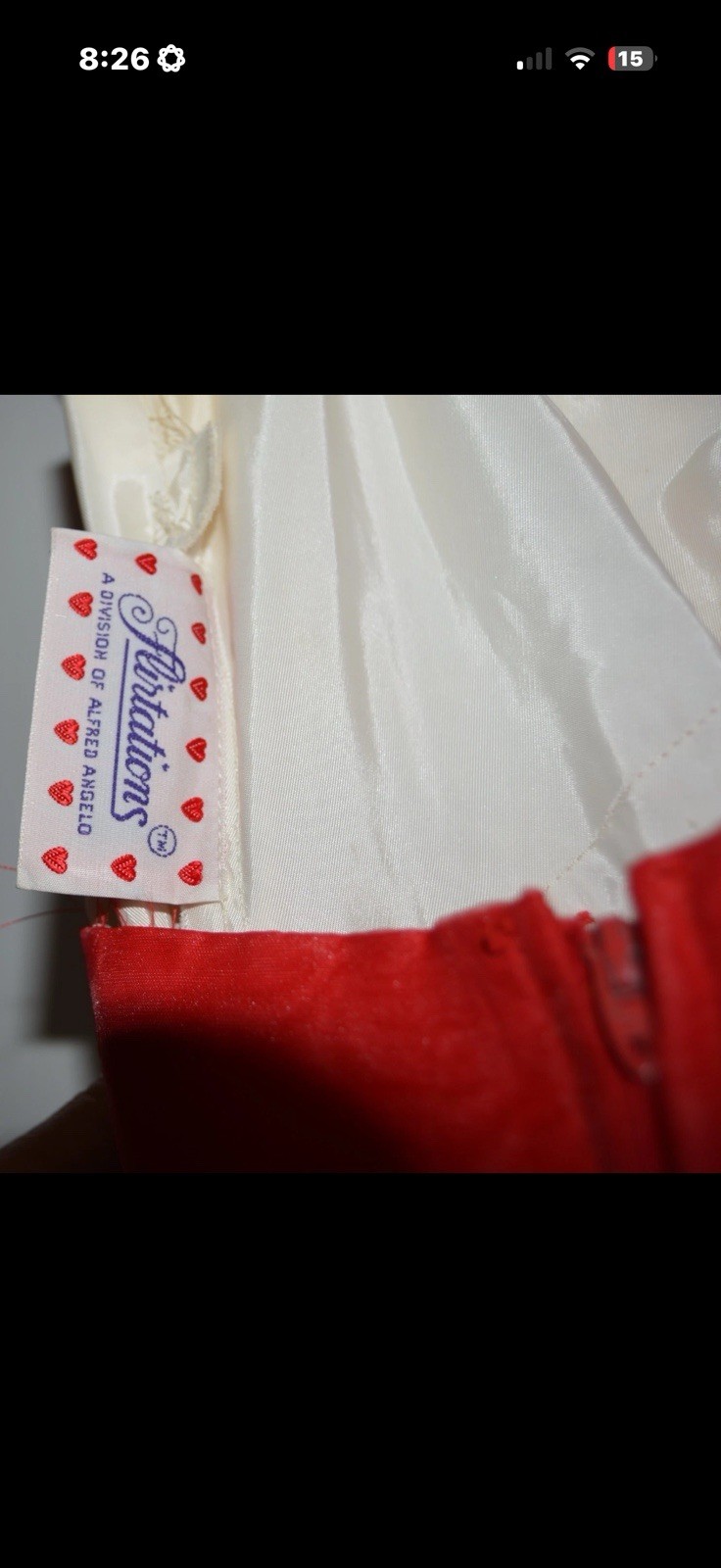 Vtg 80s Alfred Angelo Flirtations dress red/white Annabelle Halloween XS jrs 3/4