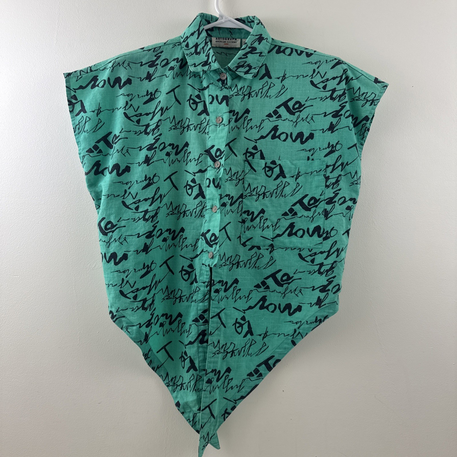 Vintage Sleeveless button-up Tie Front top Autograph American Clothing Company M