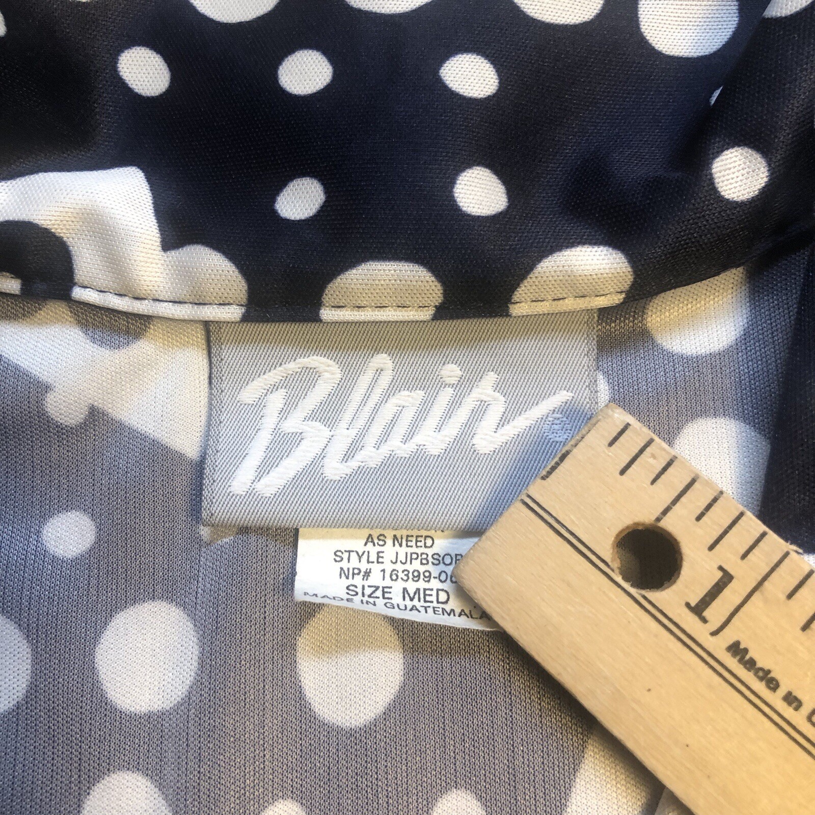 VTG 80s BLAIR Polyester Smock Shirt Womens M Blue Floral Short Sleeve Button Up