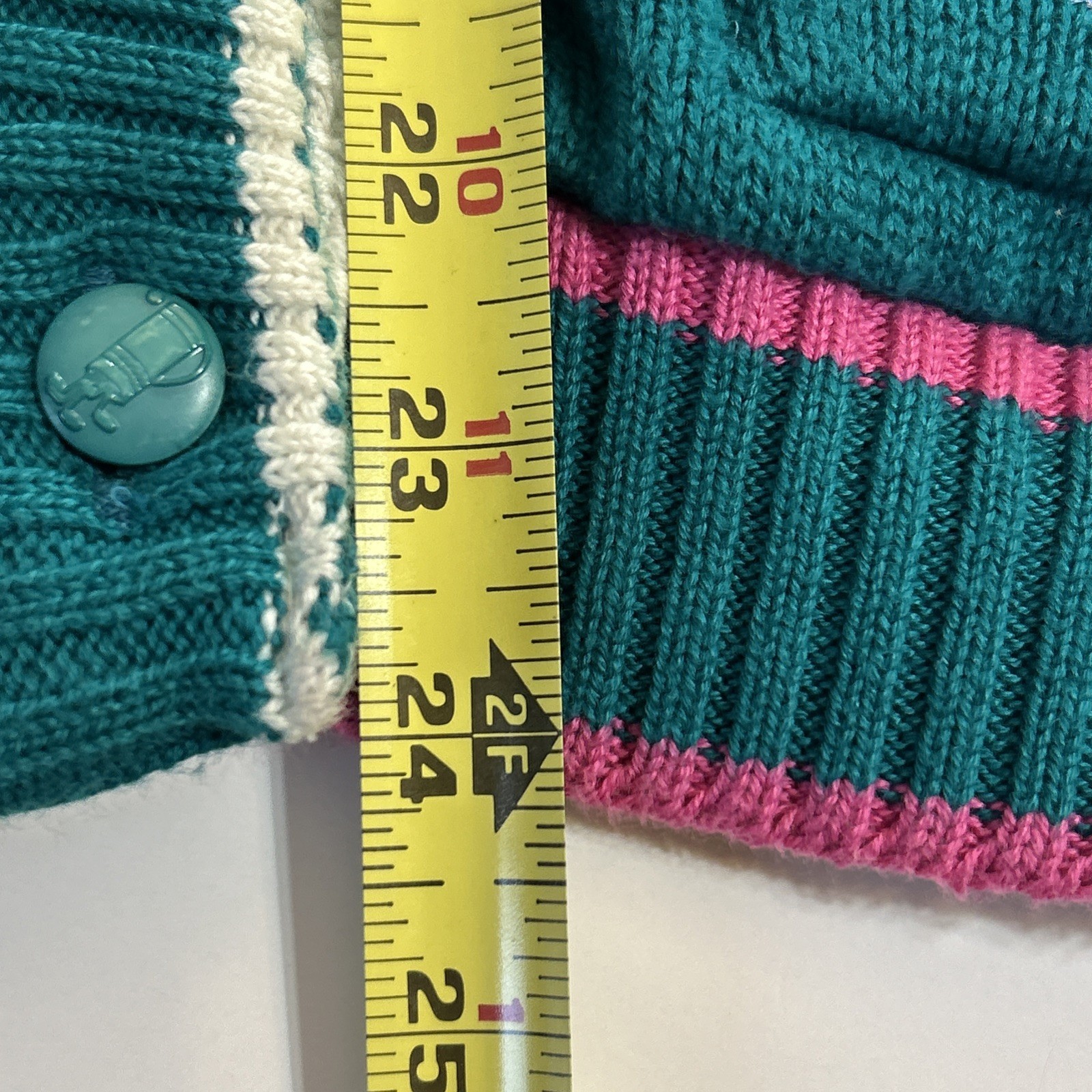Pringle Scotland Sweater Sz M Teal Pure Cotton VNeck Embroidered Golf Vintage