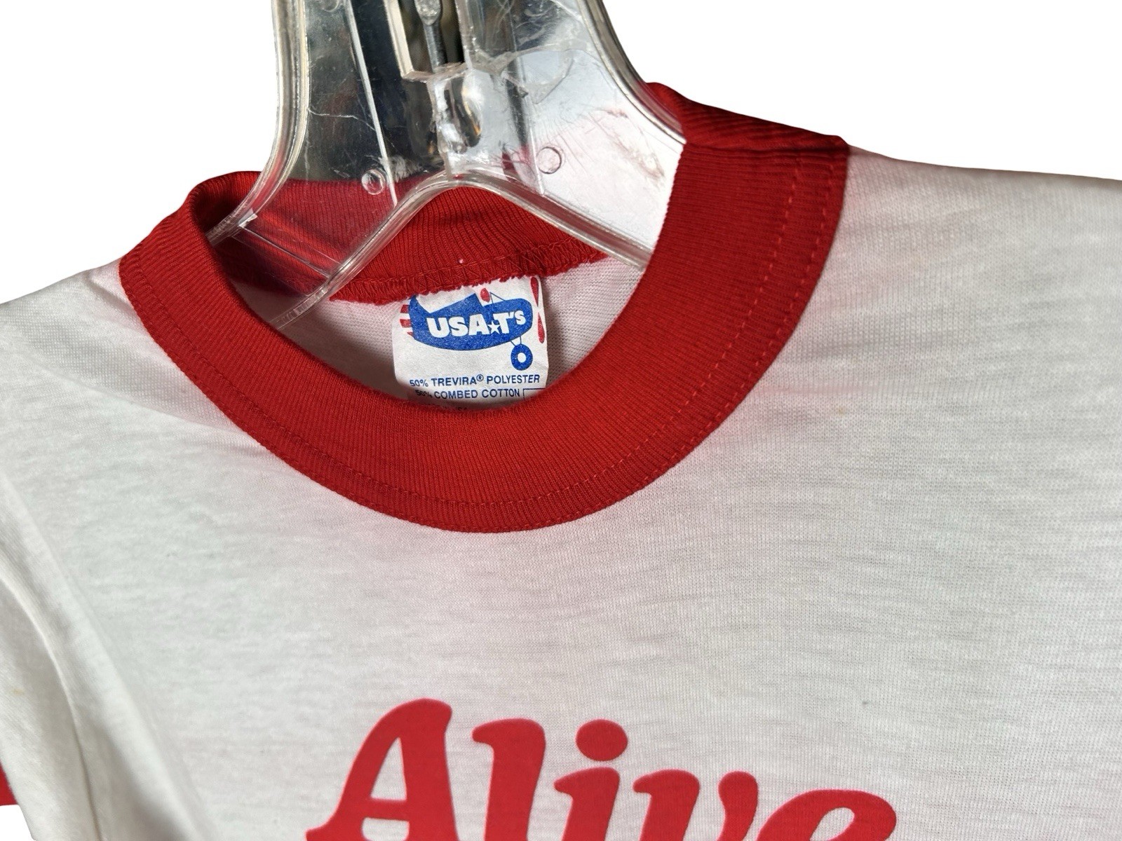 80s Newport Cigarettes Ringer T-Shirt Sz M Red Alive Pleasure Single Stitch READ