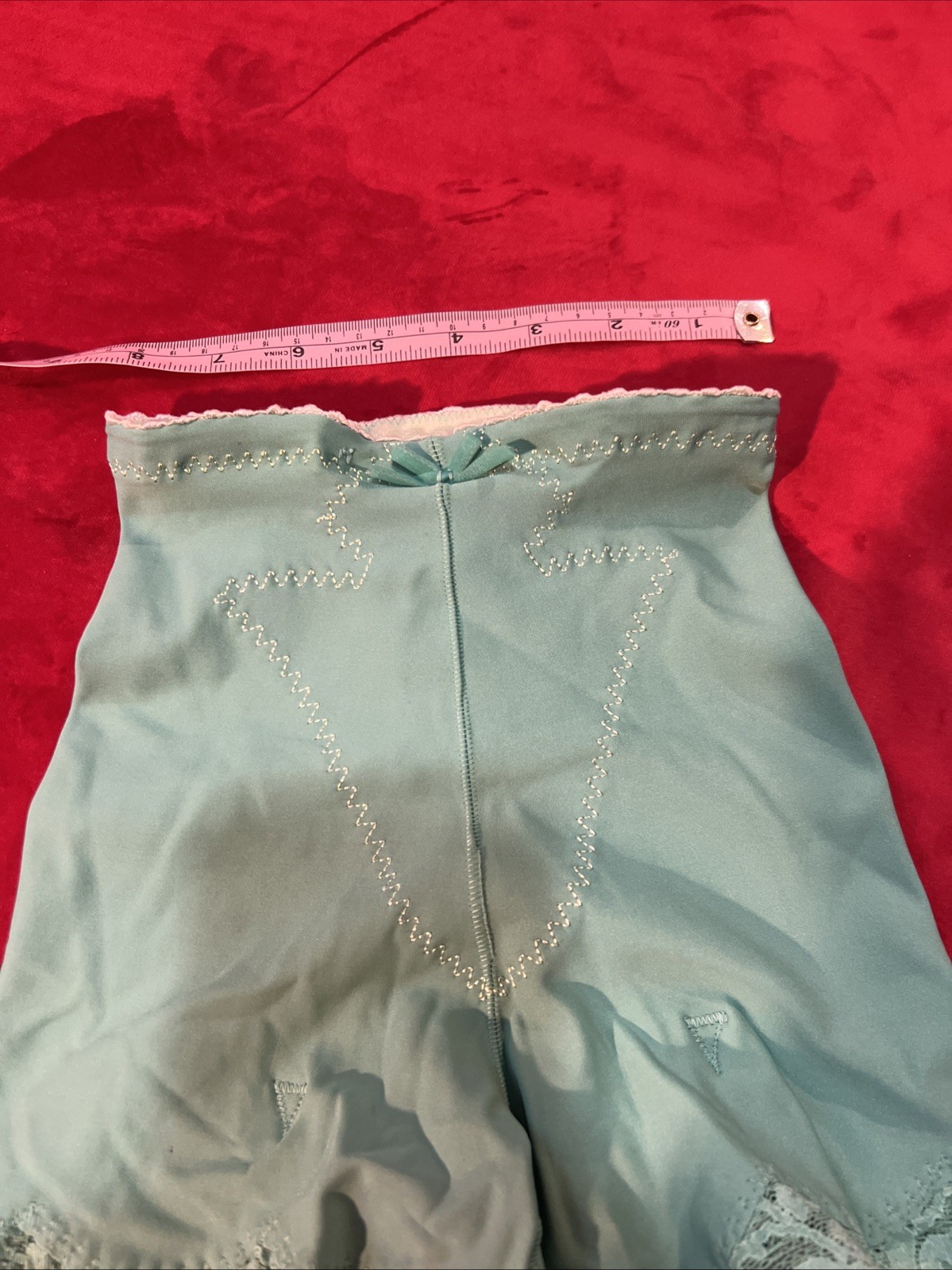Vtg 60’s Hollywood Vassarette Pettipants Panty Girdle Lace Sea Foam Green Small