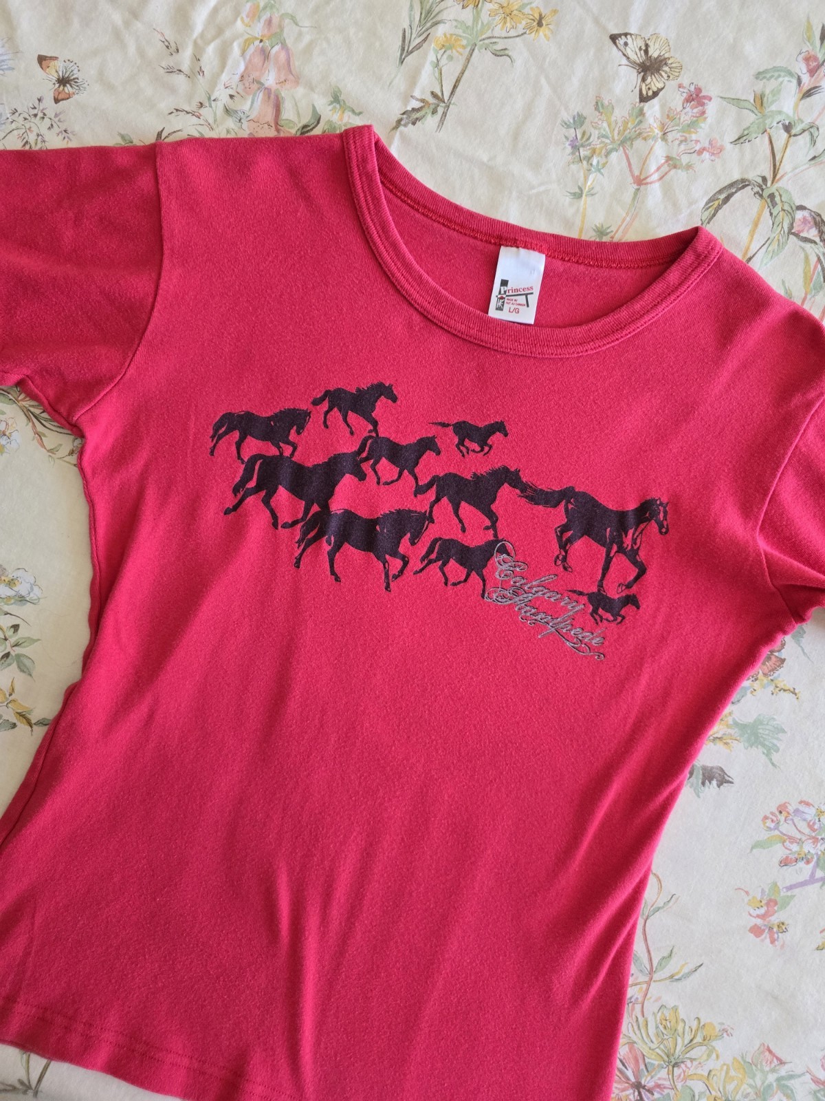 Vintage 90s Calgary Stampede Womens Baby Tee Cowgirl Western Rodeo Medium
