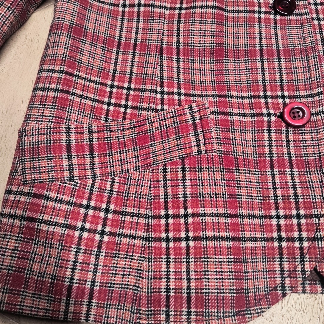 Vintage Pendleton Plaid Blazer Jacket 100% Virgin Wool Red Green Tartan Size 16