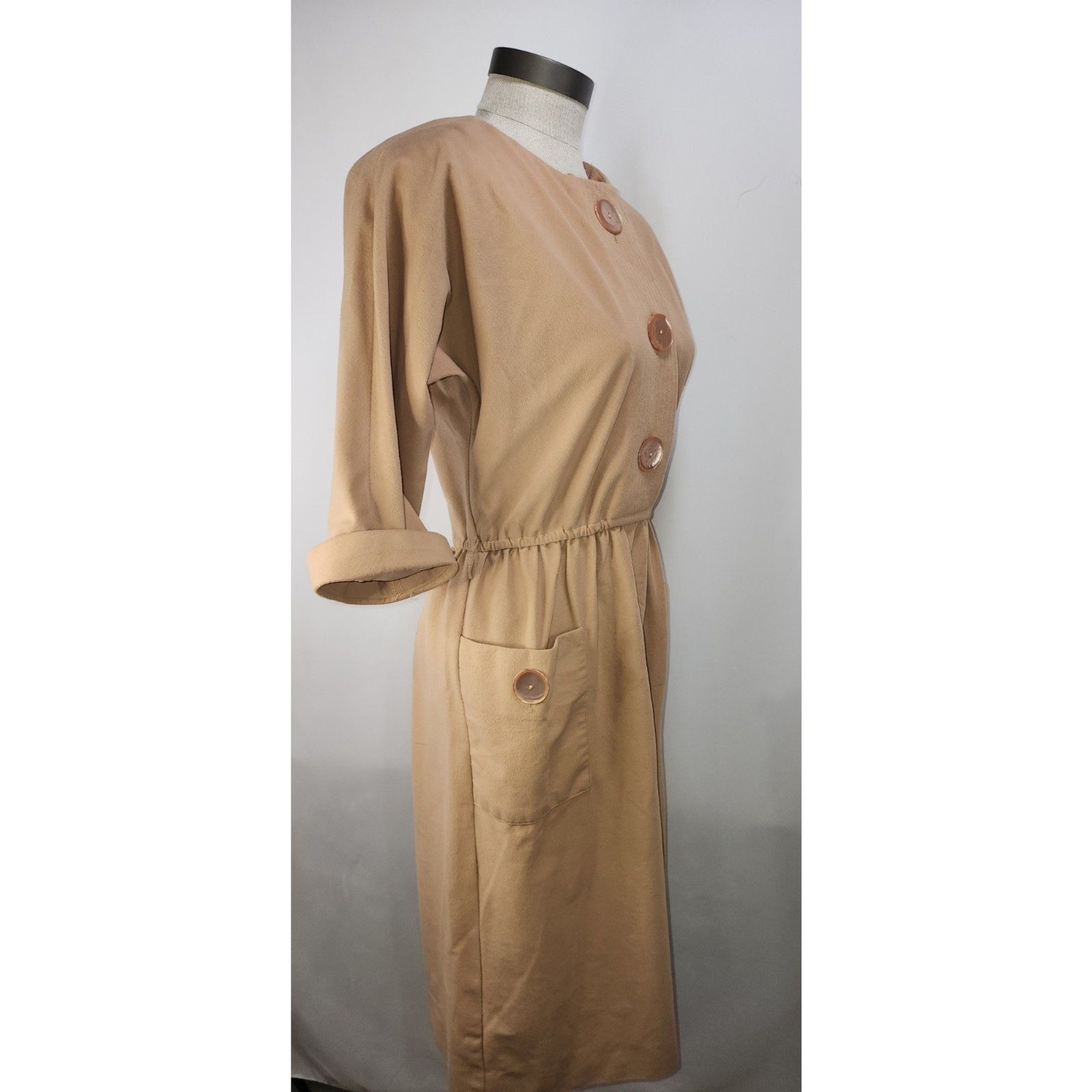 Vintage 60’s or 70’s Lisa Petites Women’s Brown Button Dress