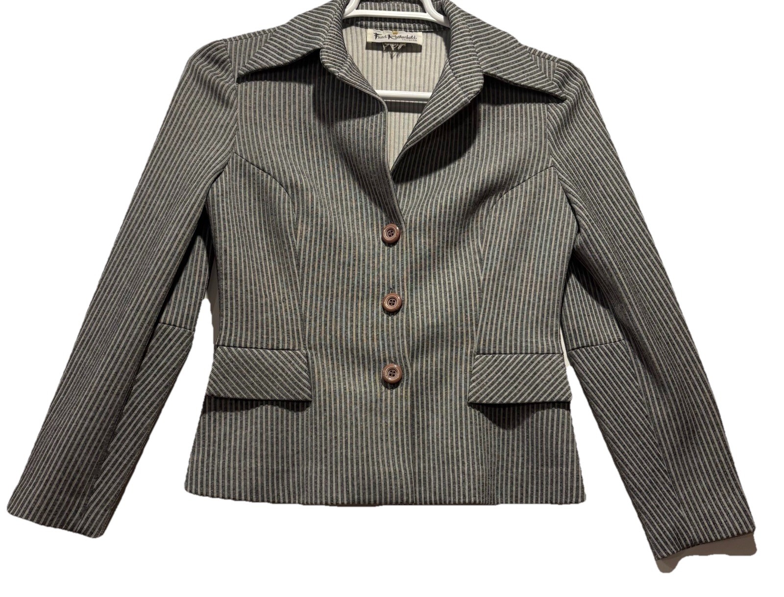 VTG 70s Designer Fred Rothschild California Women’s S Blazer Gray *See Desc