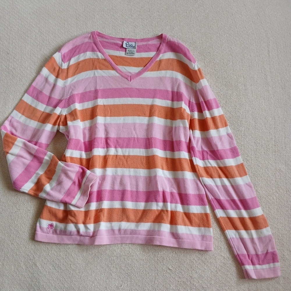 lilly pullitzer cotton vintage striped large sweater preppy chic candy stripe