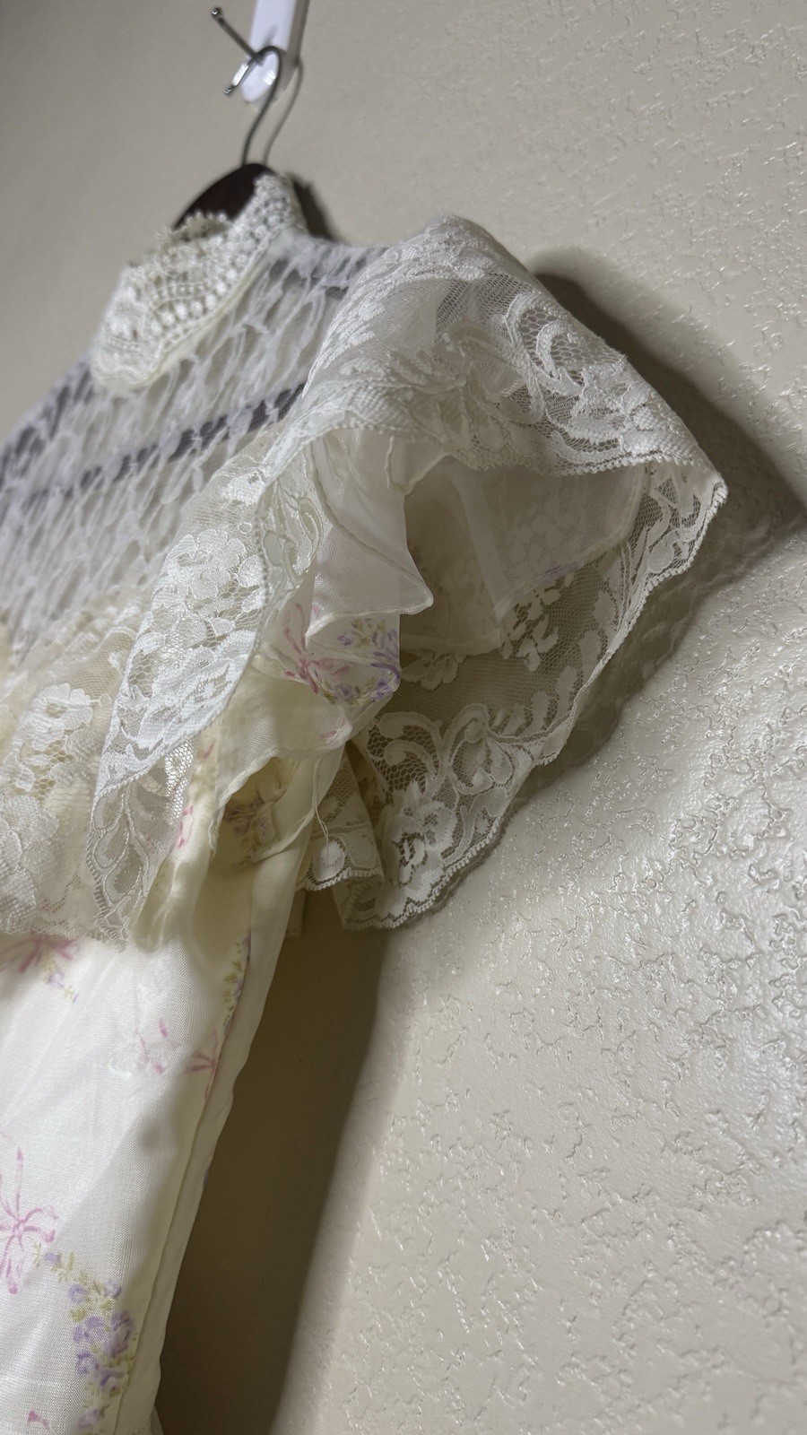 VTG Gunne Sax Wedding Dress Prairie Bows Ivory Lace Victorian Hoop Skirt Sz 5/S