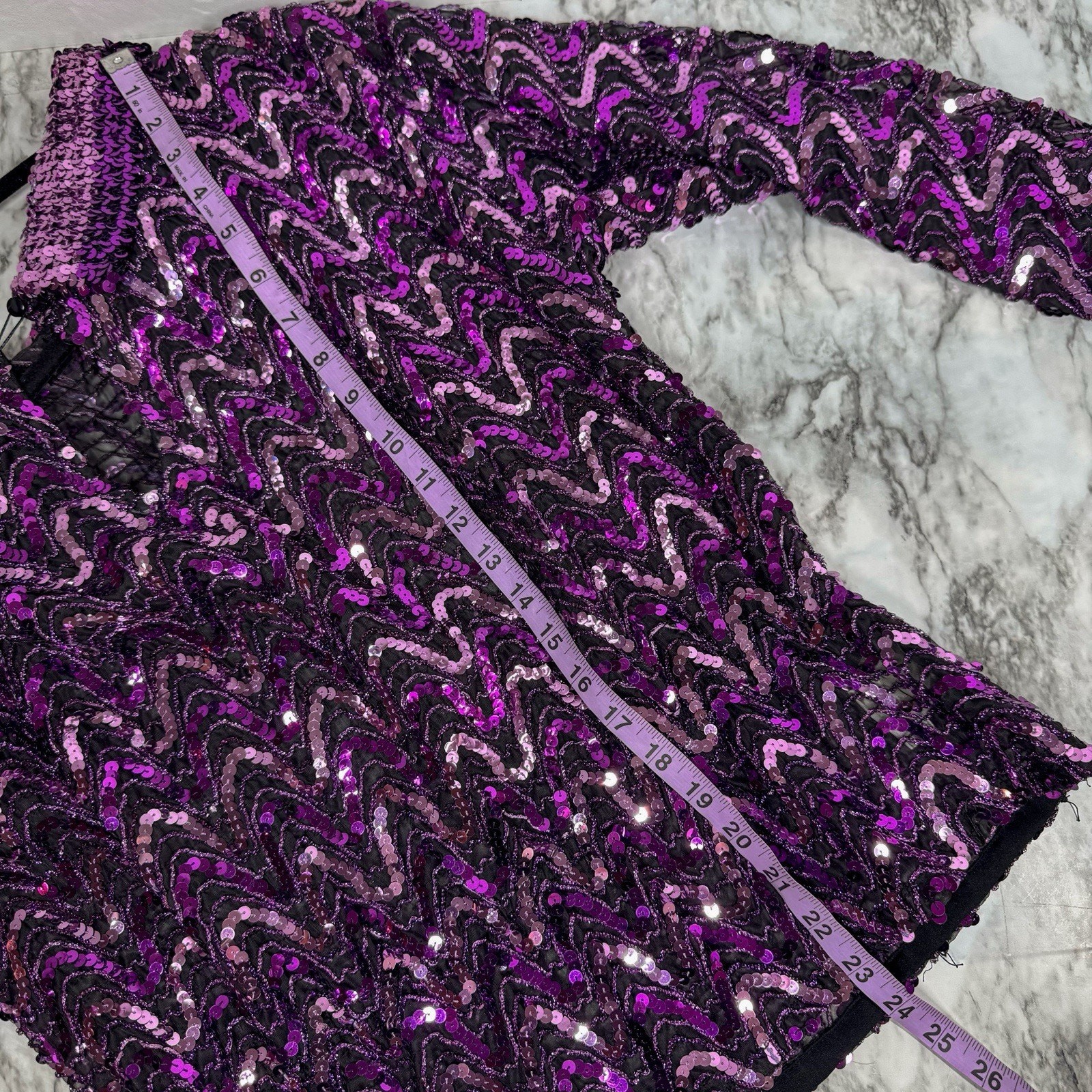 Vintage Rob Hill For Mister Jay SZ M Sequin Dolman Sleeve Top Cowl Neck