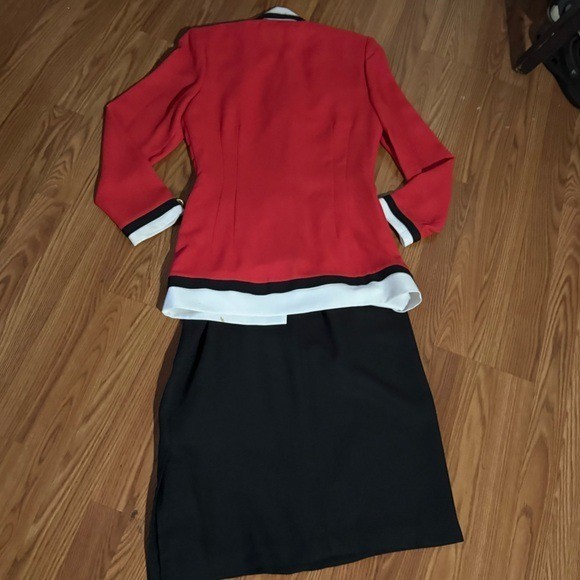 VTG 80’s Anthony Sicari Red 2- Piece Blazer Skirt Set Made in USA Retro Rare
