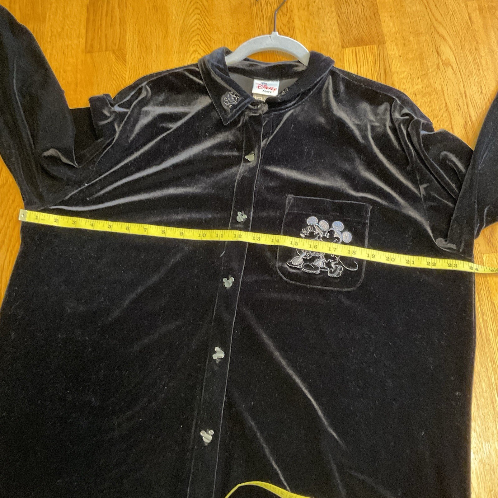 The Disney Store VTG Black Velour Button Down Mickey + Minnie Oversized Jacket S
