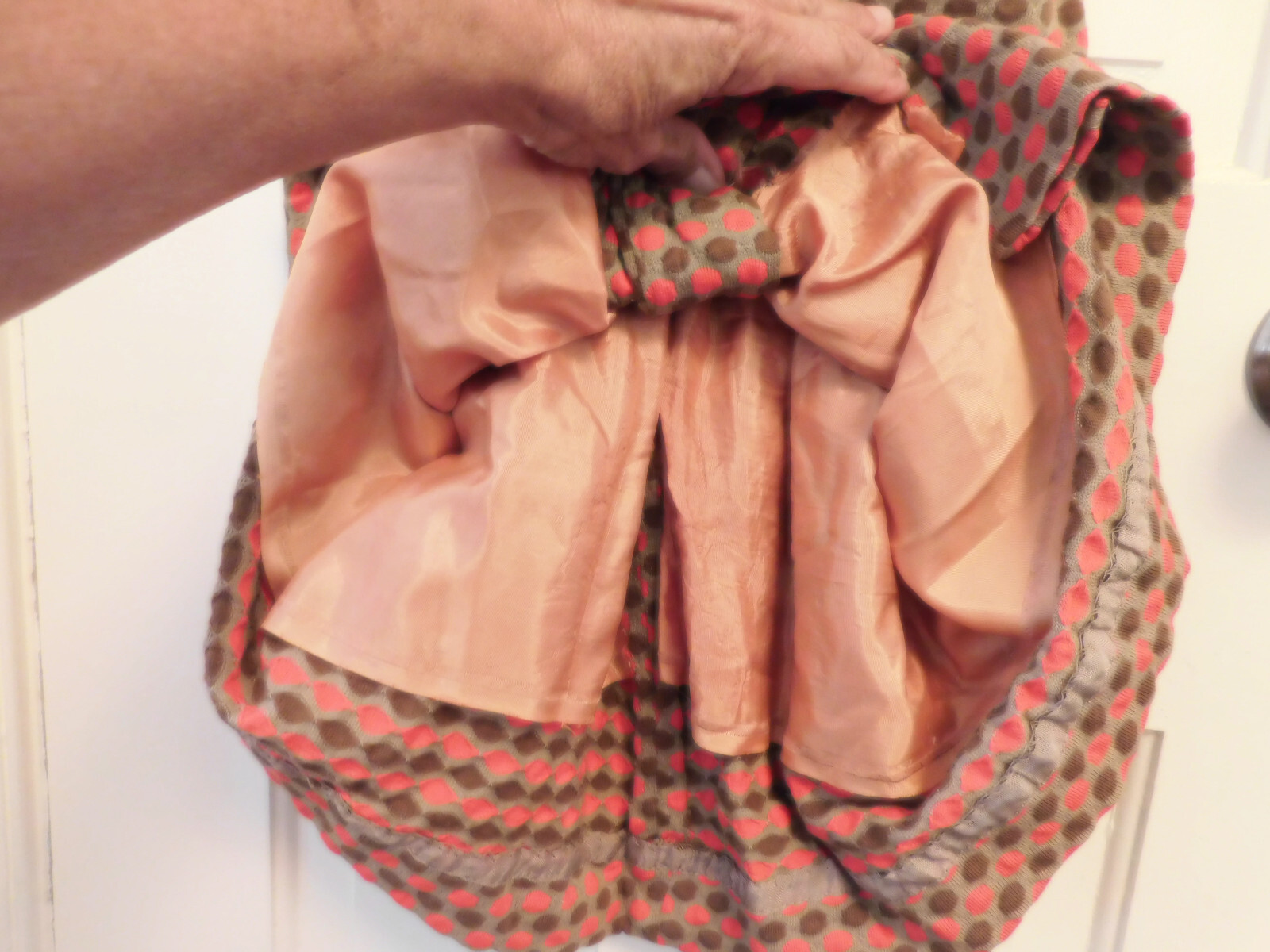 Vtg FAB Dress 60’s Button Front Bennett of Miami Brown Orange Polka Dot Belt S