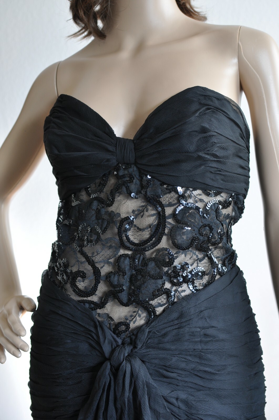 Bellville Sassoon Mullany Evening Party Cocktail Dress Silk Lace Vintage 90s 38