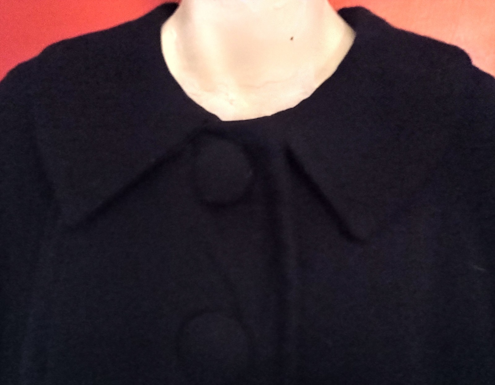Vintage Forstmann Black Swing Coat 3/4 Sleeves Sz M Wool Or Wool Blend