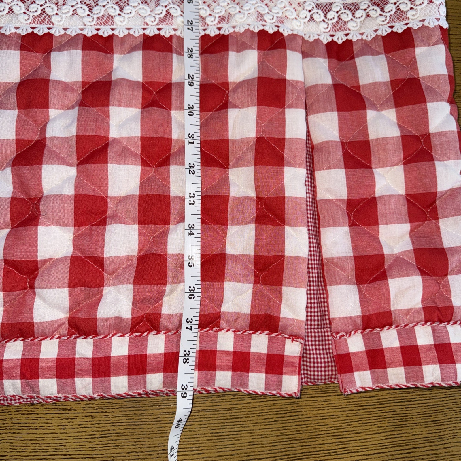Darling Vintage Handmade Red White Folk Art Patchwork Quilted Skirt Maxi Sz XL