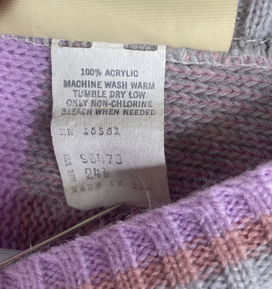 Vintage Topsicles Womens 80’s Sweater M Purple Plaid Geometric Dolman 3/4 Sleeve