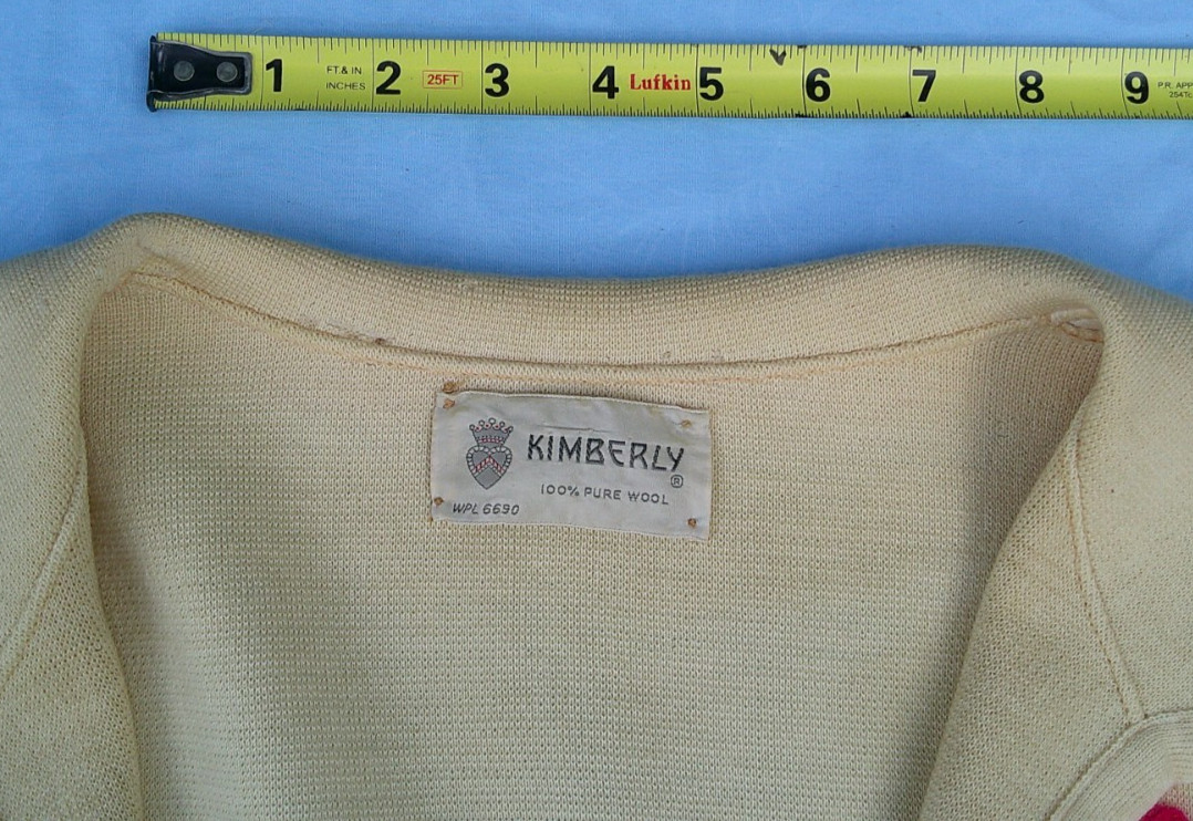 VTG Women Kimberly 100% Wool Floral Applique Open Front Sweater Jacket Damaged