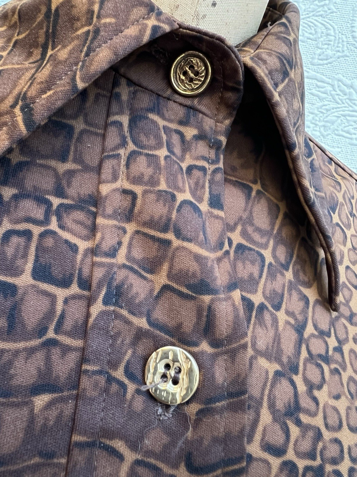 Vintage 70s Crocodile Rock Disco Anjac Dagger Collar Blouse Sz 6 Groovy Retro