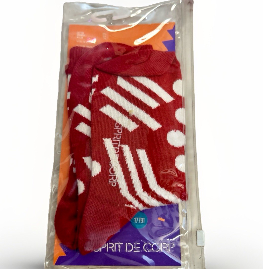 Rare Vintage 80s Esprit De Corp Memphis Design Socks In Original Vinyl Zip Pouch