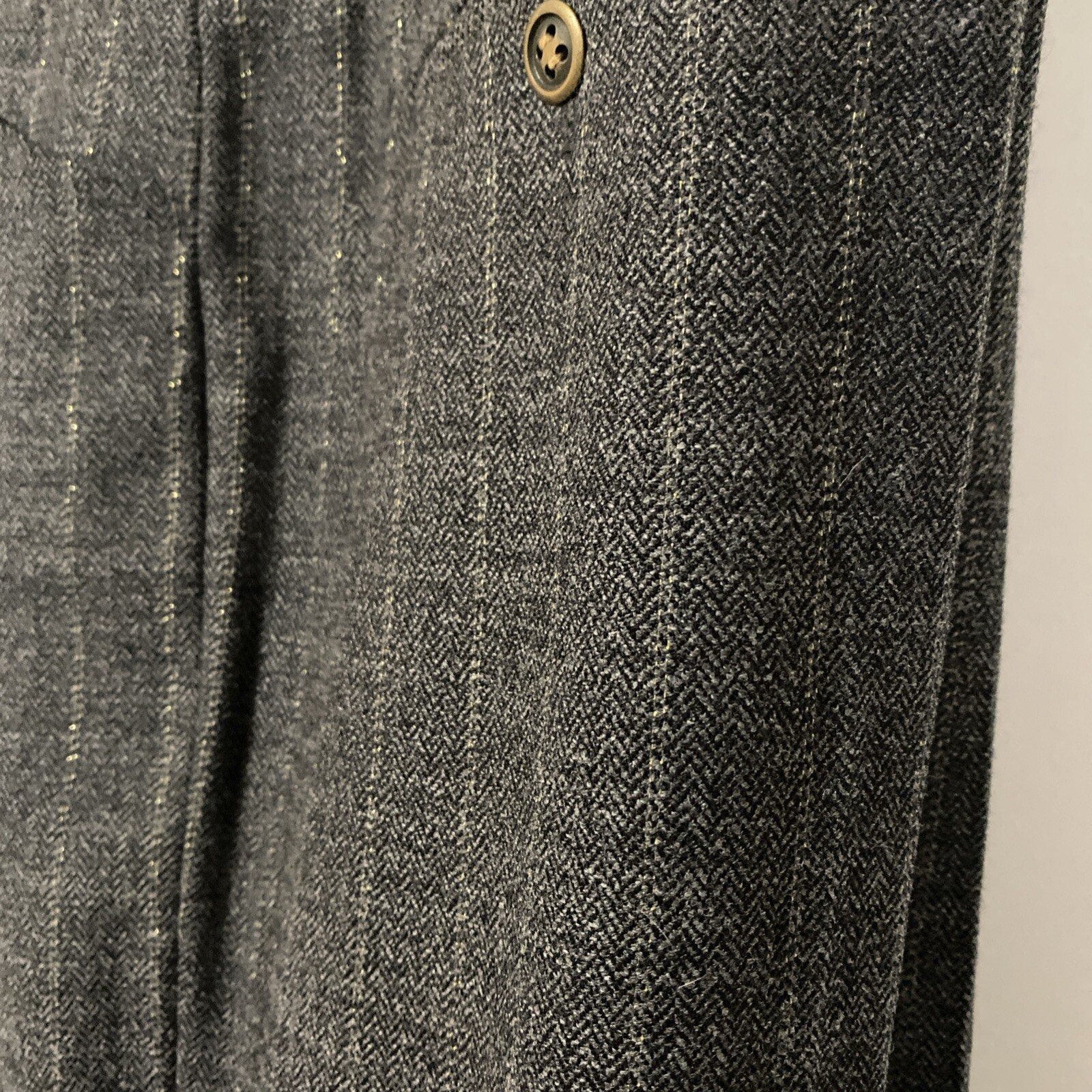 VTG Classic Tailored Pants Wide Leg Wool Sparkle Grey Pin Stripe SZ 10/12 Lined