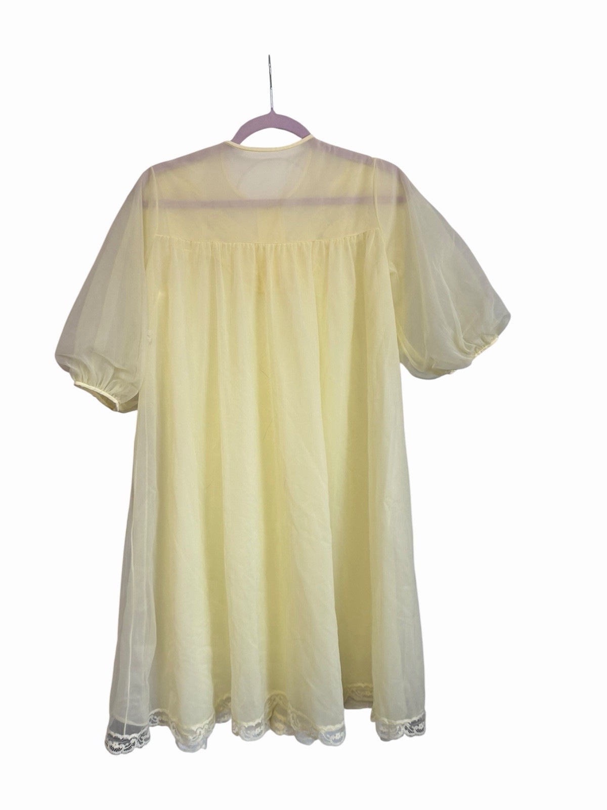 Petite Shadowline Yellow Short Robe Sheer Lace Lingerie Fits S/M Vintage 1960s