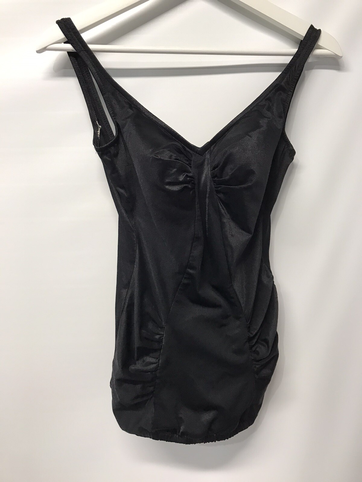 Vintage One PC Pin Up Style Black Bathing Suit Swimsuit Tummy Panel Padded SM