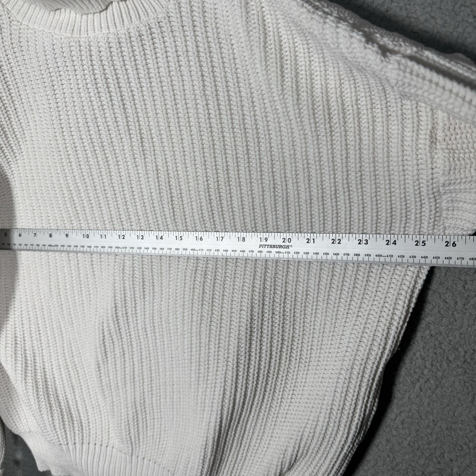 Vtg Orvis 100% Cotton Fisherman Chunky Cable Knit Sweater White Large