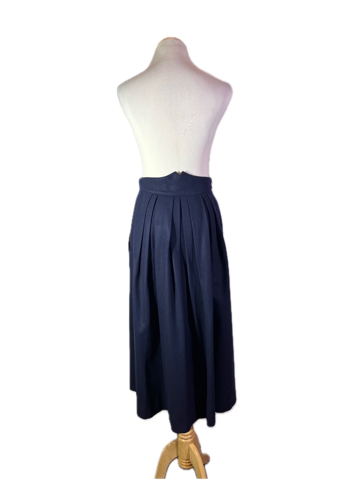 Vintage 80s Admont Size 38 Navy Blue Felt Wool Trachten Skirt