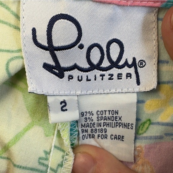 Lilly Pulitzer VTG Pants Women 2 Pink Multi Color Patchwork Coastal Floral