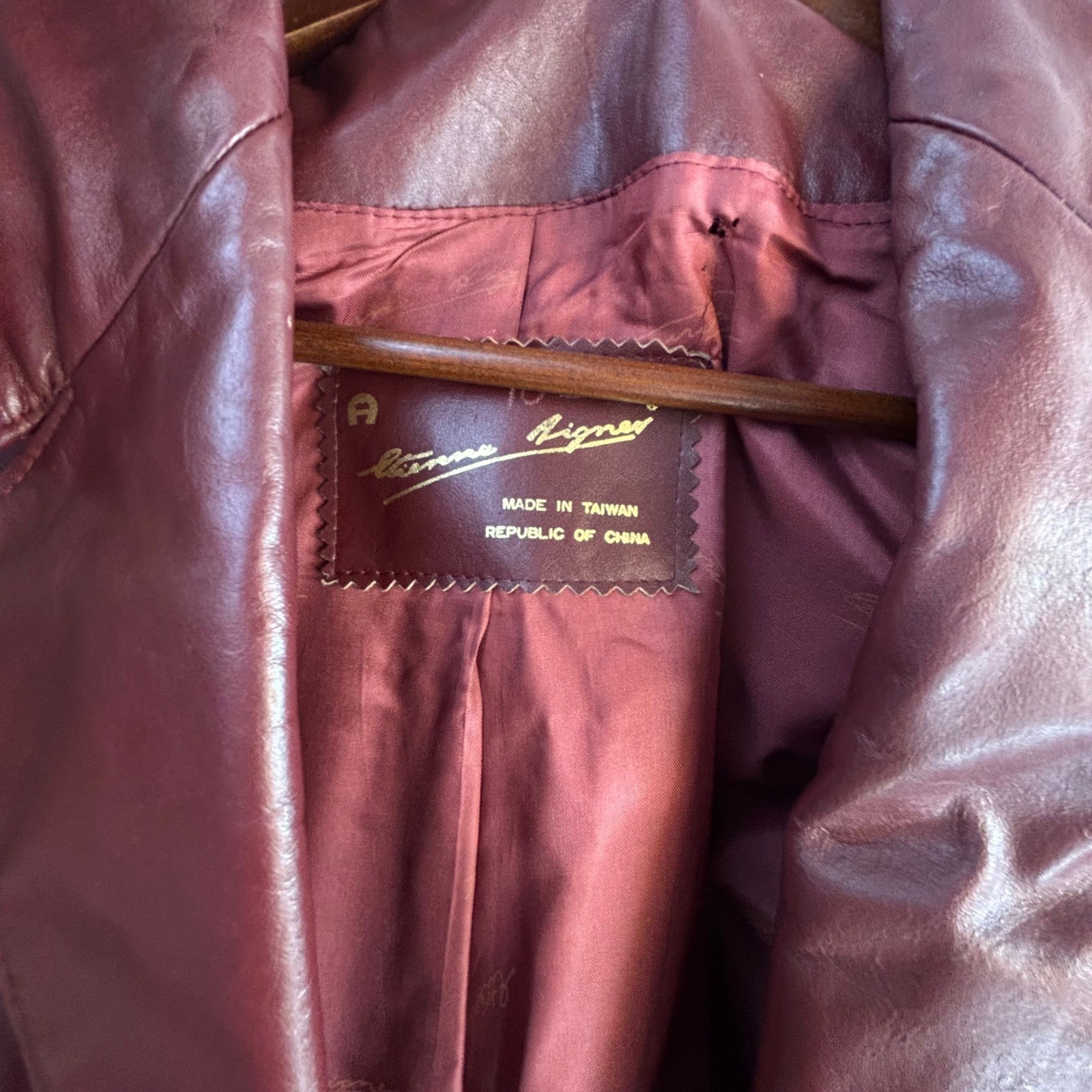 Vtg Dark Academia Equestrian Leather Blazer Etienne Aigner 12 Burgundy Oxblood