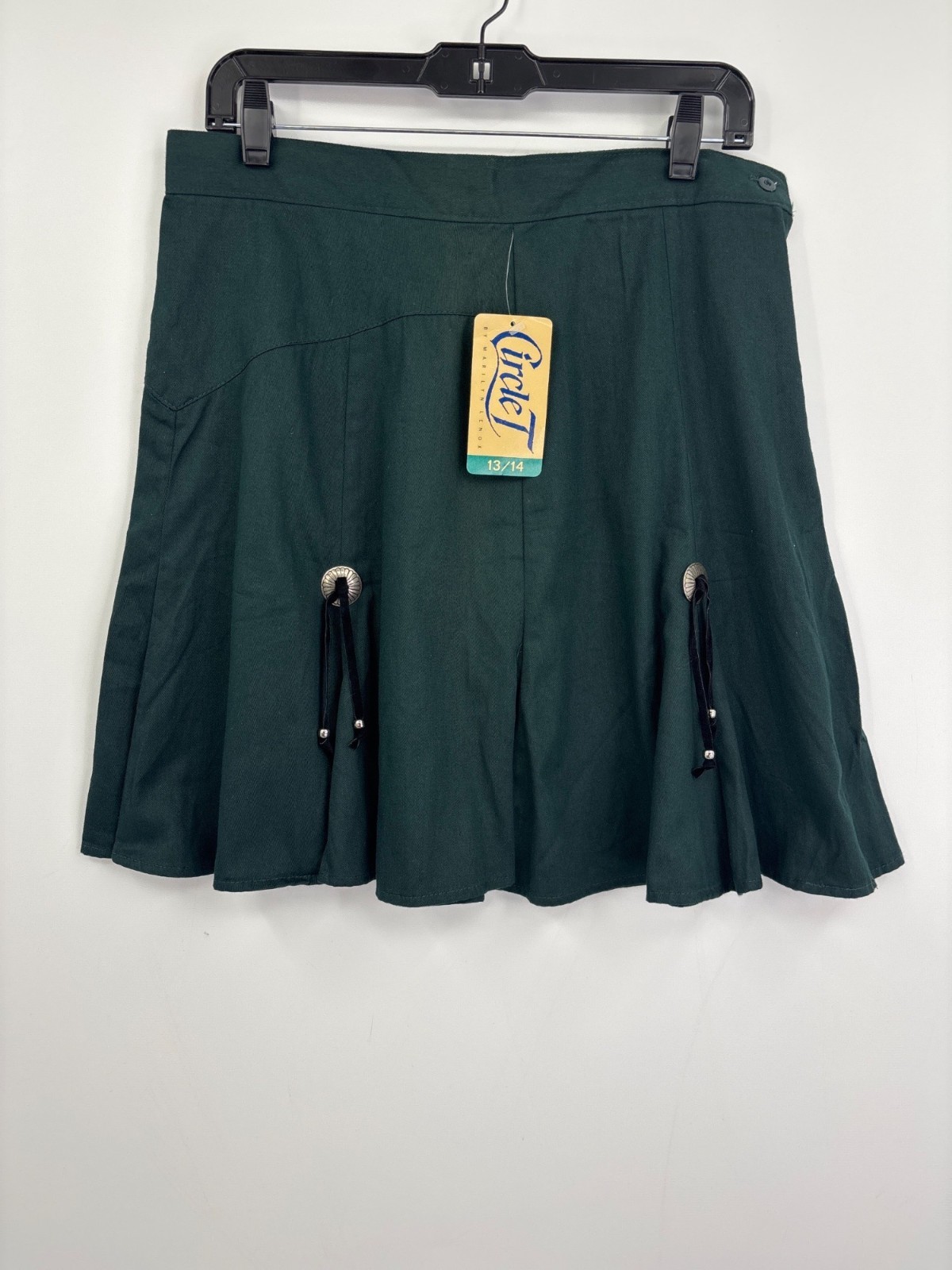 Vintage Circle T Marilyn Lenox Western Cowgirl Conchos Skirt 13/14 Juniors Green