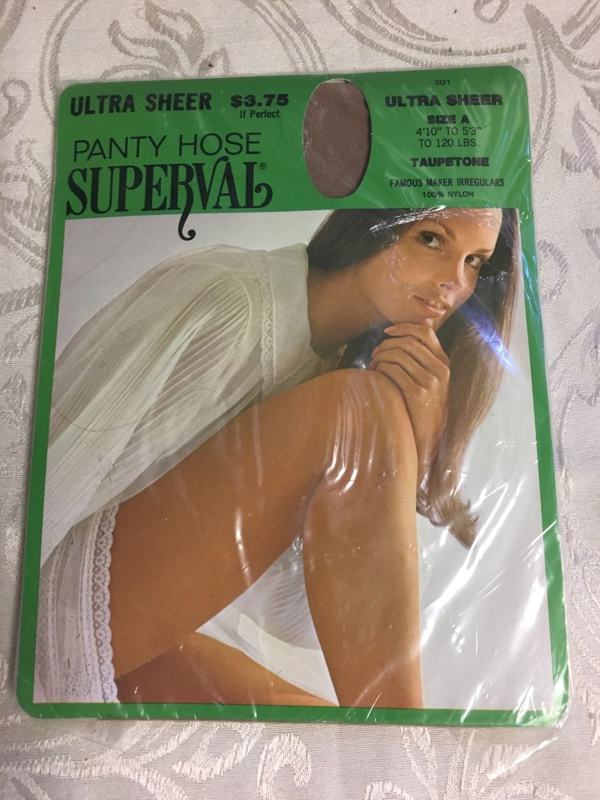 Vintage Superval pantyhose panty hose size A Taupetone Sheer Petite Sexy