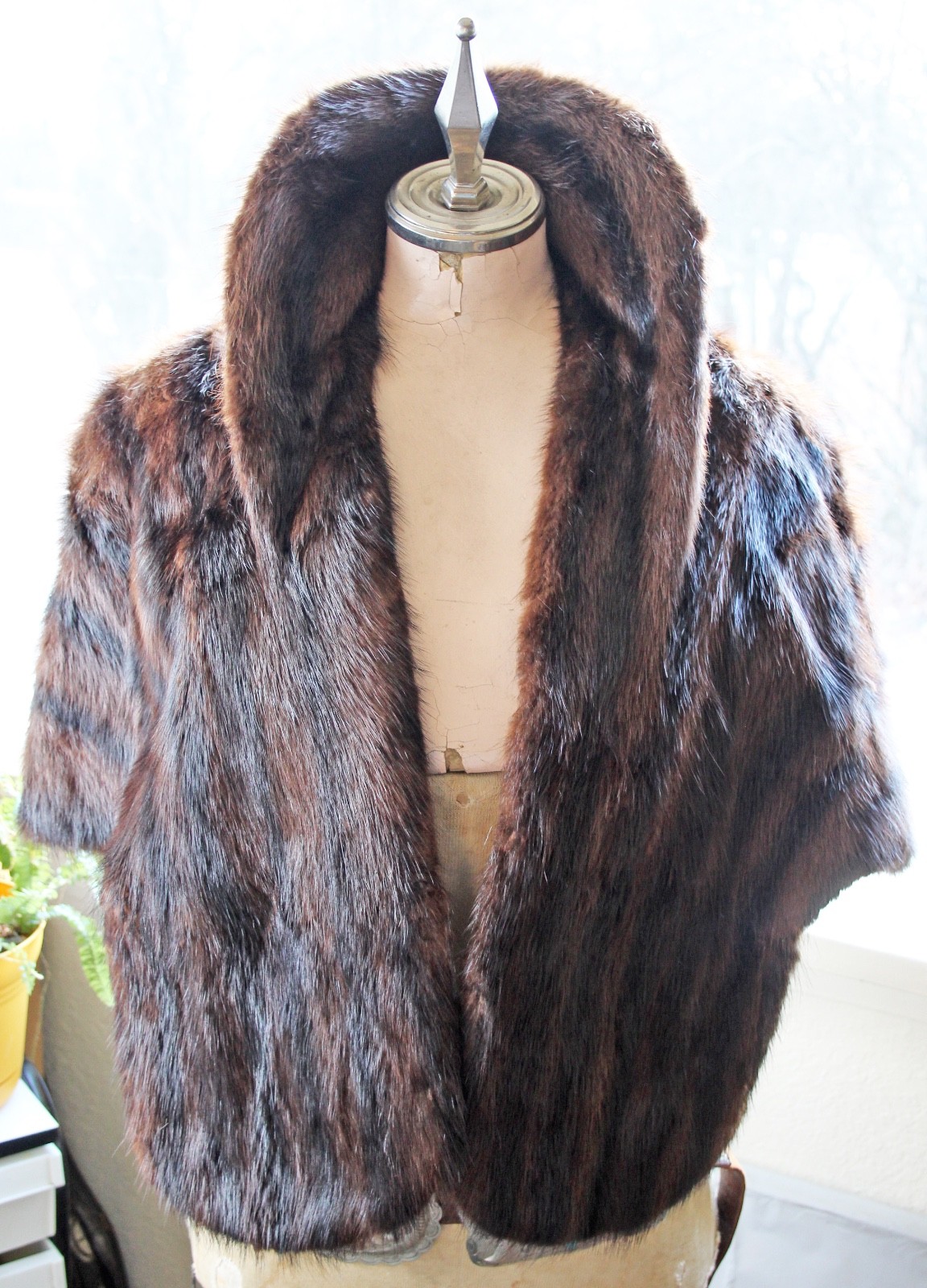 Vintage Sable Fur Shawl Stole Collar Jacket w Pockets Furrier Spokane WA Lined