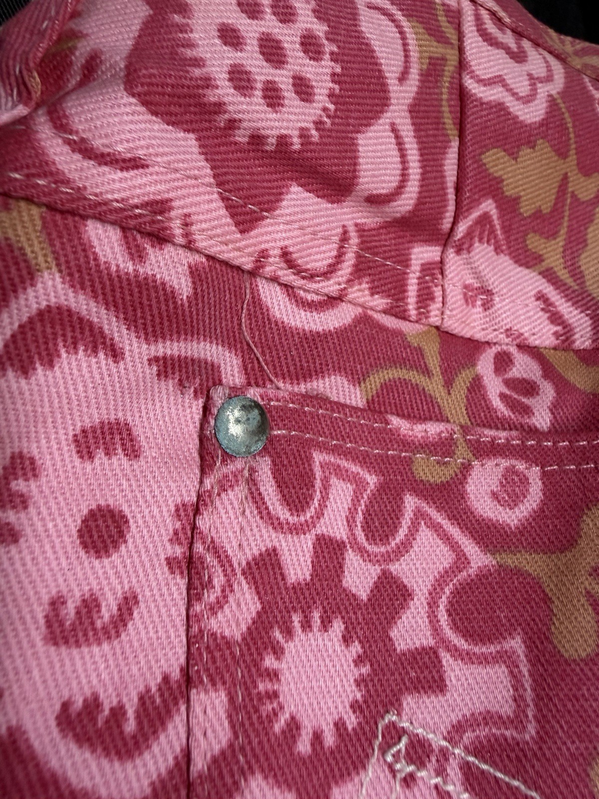Vtg! 70s Maverick Vaquero Bell Bottom Jeans Pink Floral Deadstock NOS 13/14