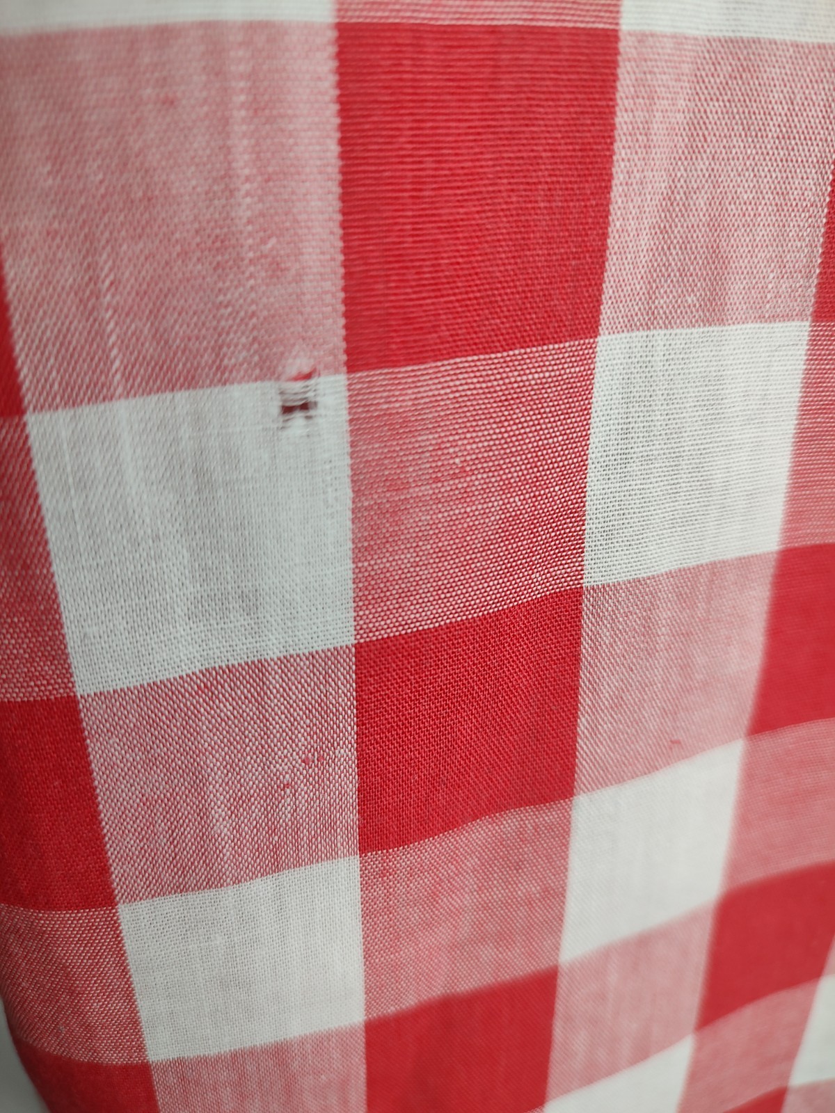 Vtg 50s/60s Shirt Womens Sz Sm Red White Check Loop Collar Distressed Rockabilly