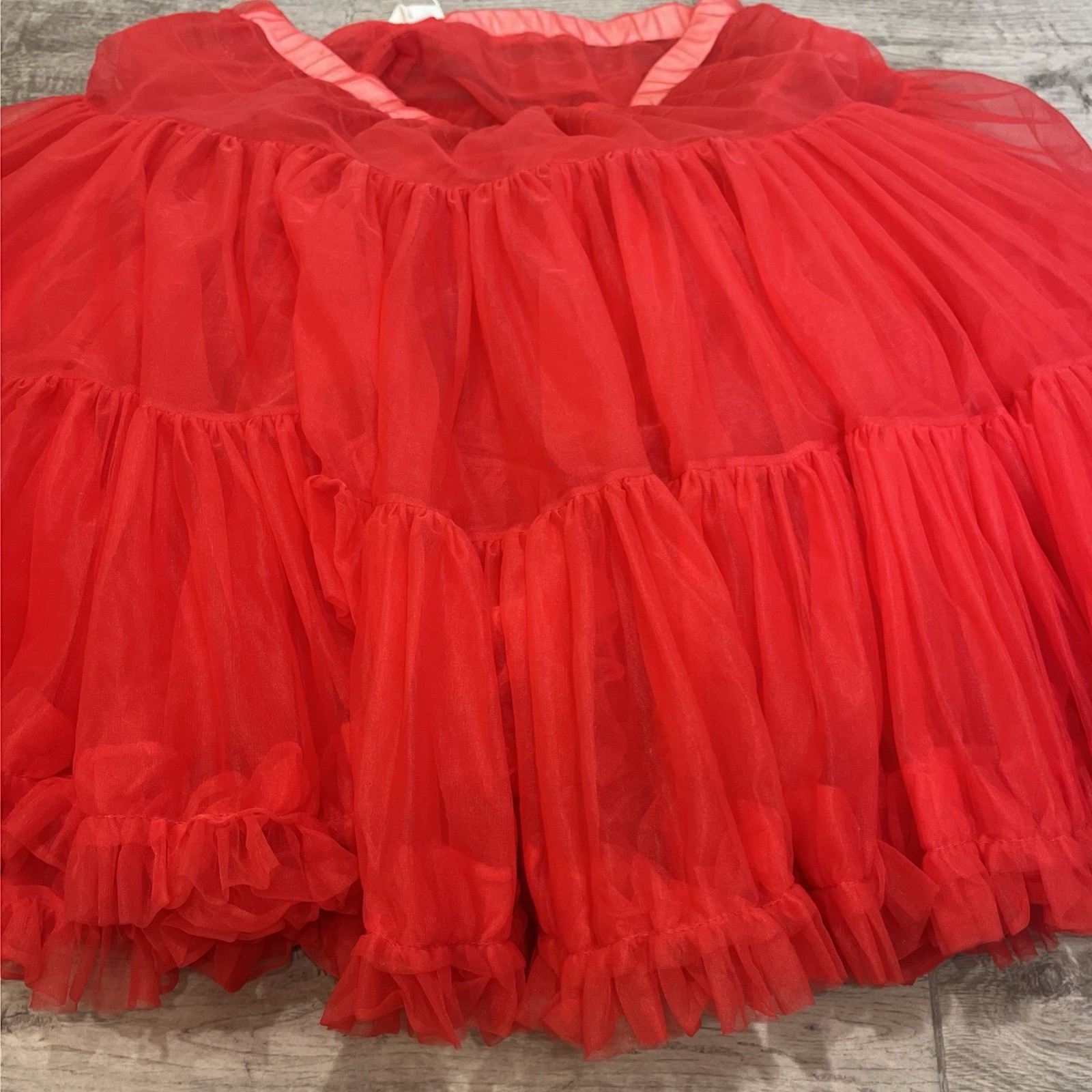 Vtg 60’s Malco Modes Red Ruffled Tiered Skirt Square Dance Country Western Sz M